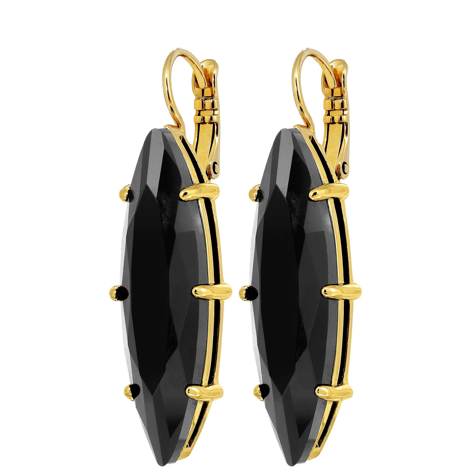 DYRBERG/KERN Kalay Gold Long Drop Earrings - Black