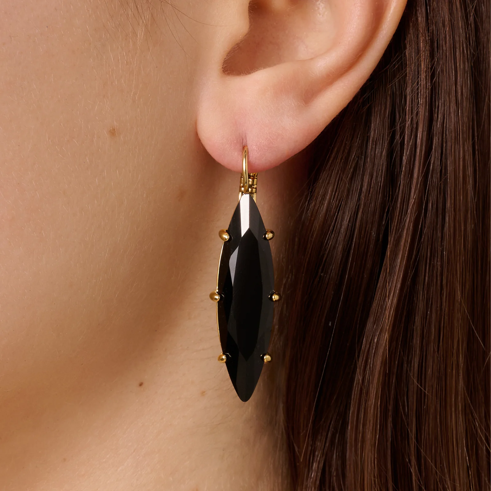DYRBERG/KERN Kalay Gold Long Drop Earrings - Black - Image 2