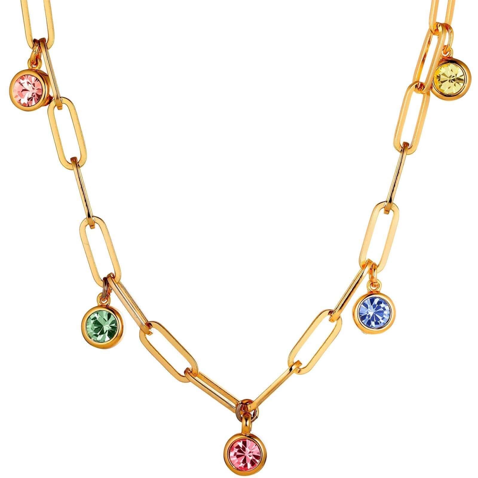 Dyrberg Kern Leona Gold Chain Necklace - Pastel Multi