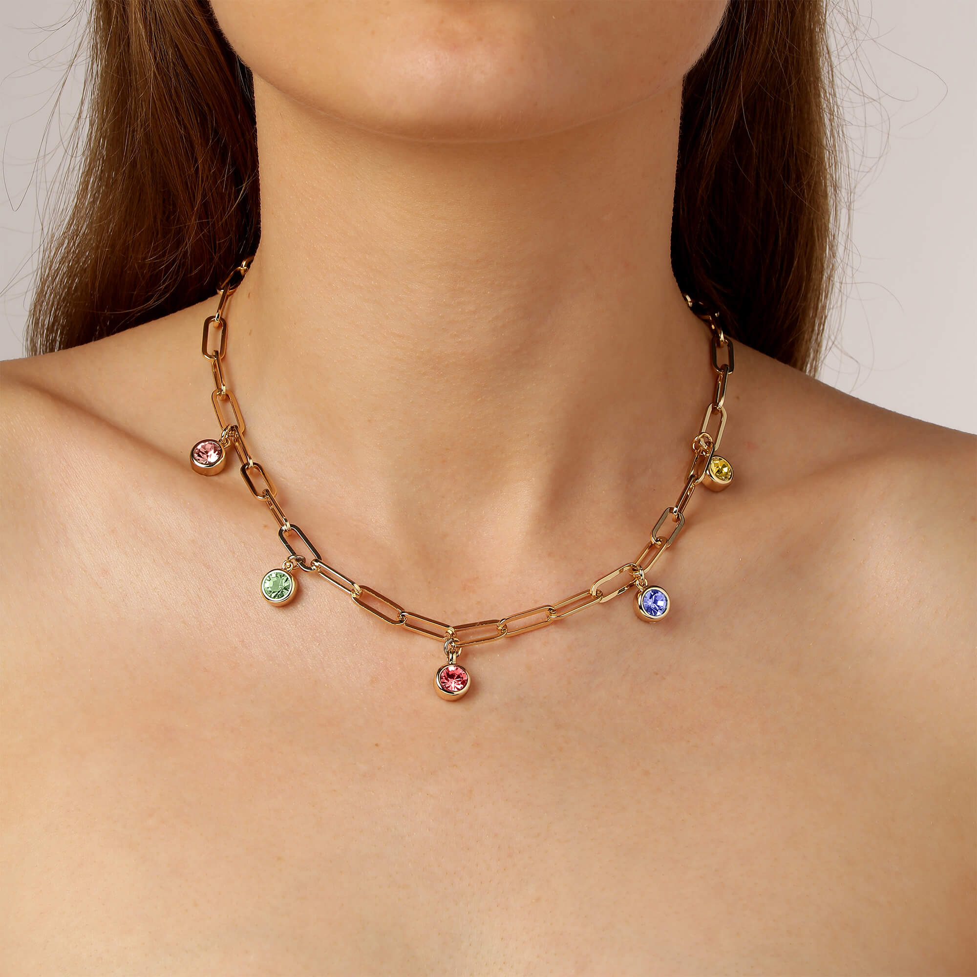 Dyrberg Kern Leona Gold Chain Necklace - Pastel Multi - Image 3