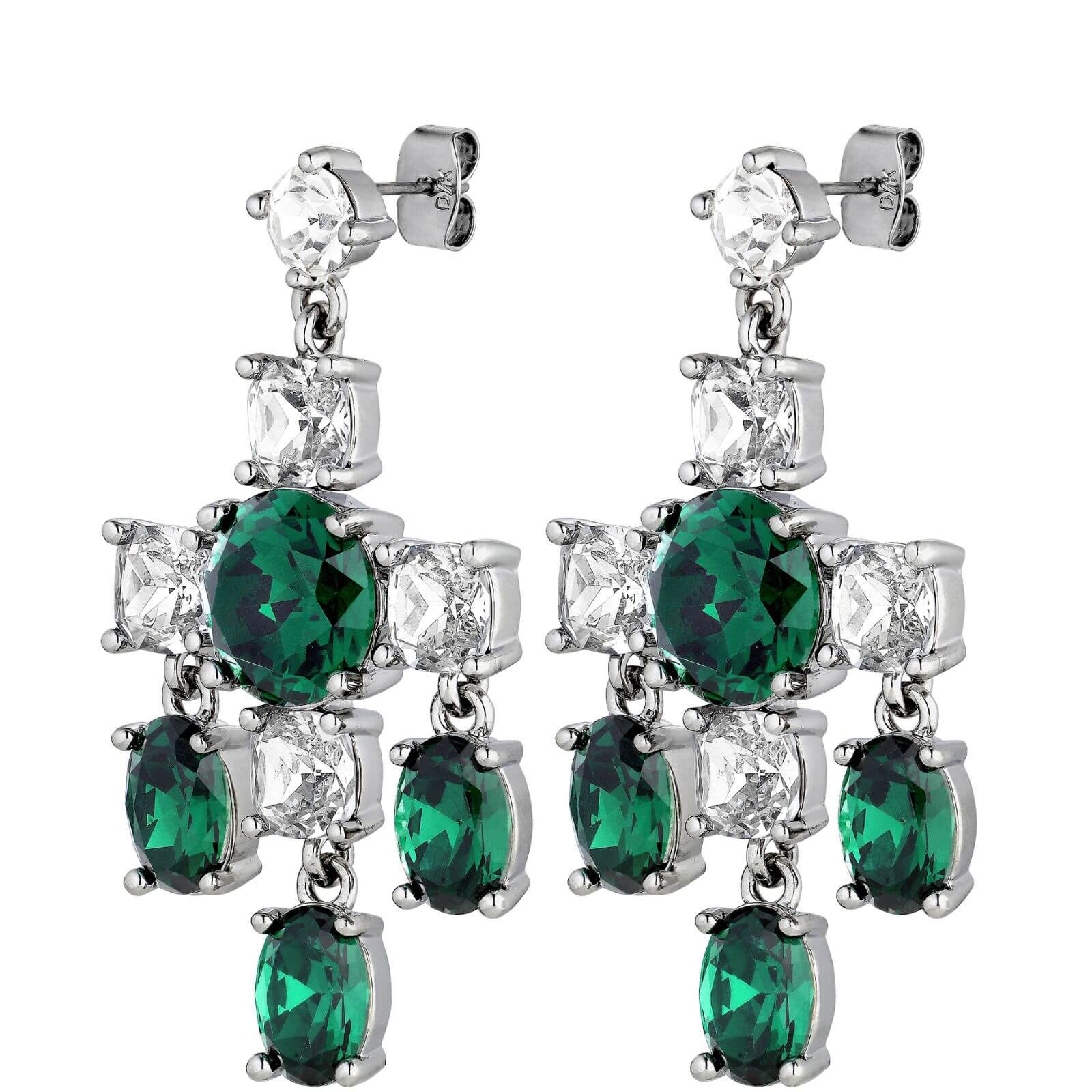 Dyrberg Kern Leonora Silver Statement Drop Earrings - Green