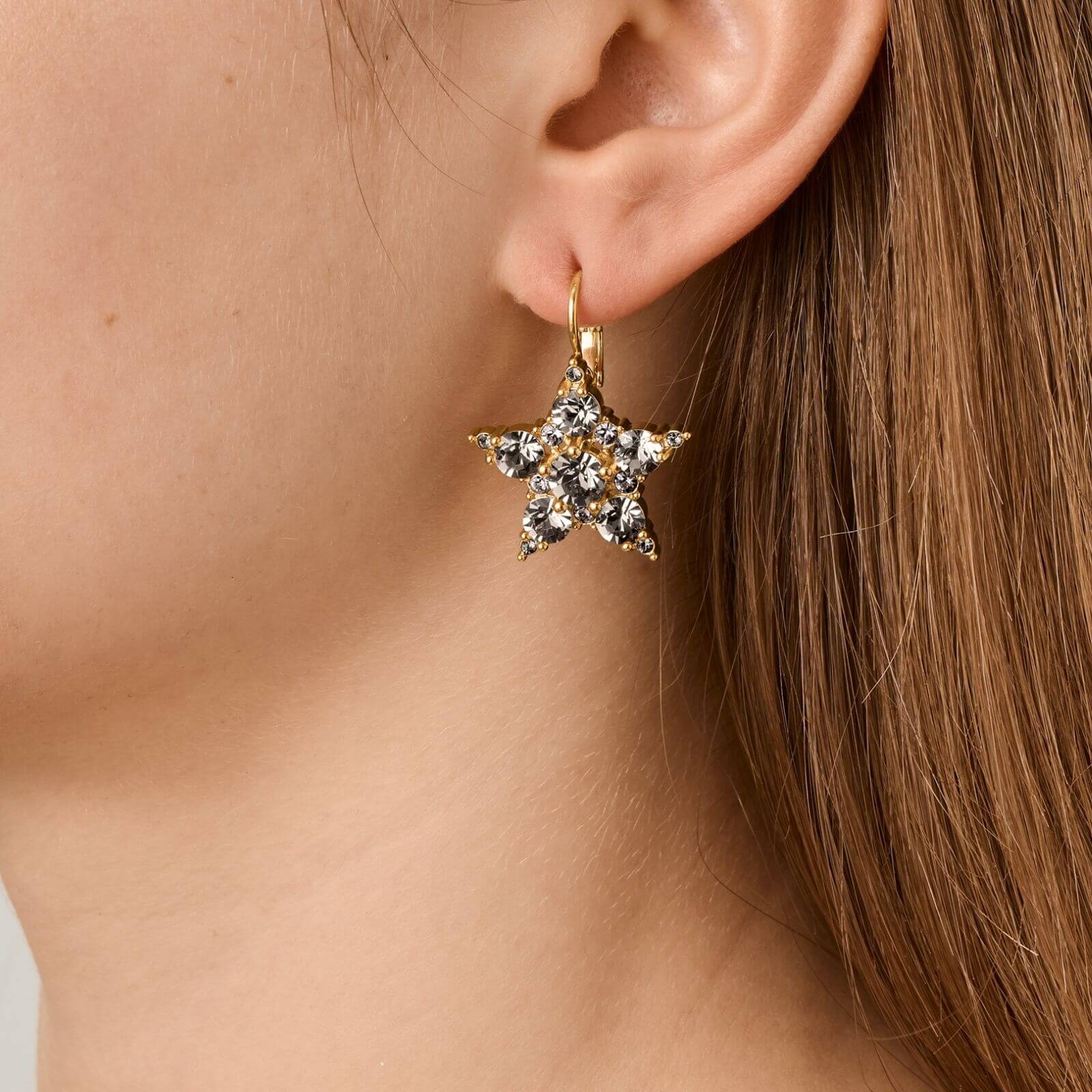 Dyrberg Kern Libra Gold Drop Earrings - Grey - Image 2