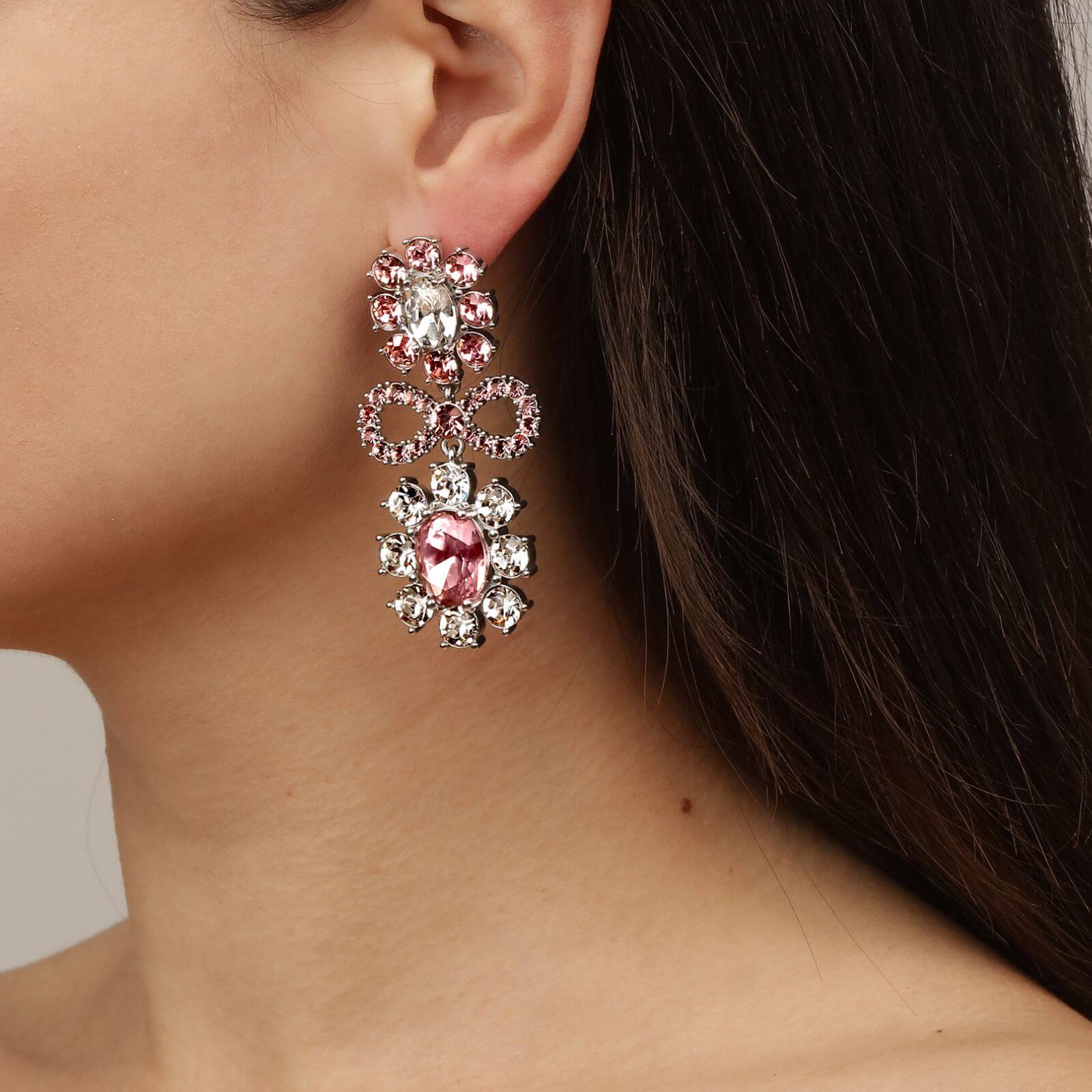 Dyrberg Kern Lillian Silver Earrings - Pale Pink - Image 2