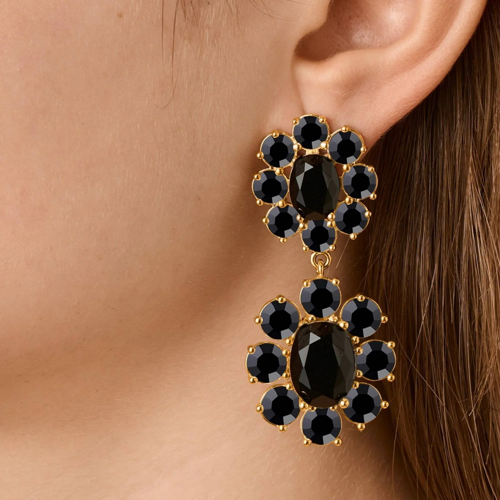 Dyrberg Kern Lina Gold Earrings - Black - Image 2