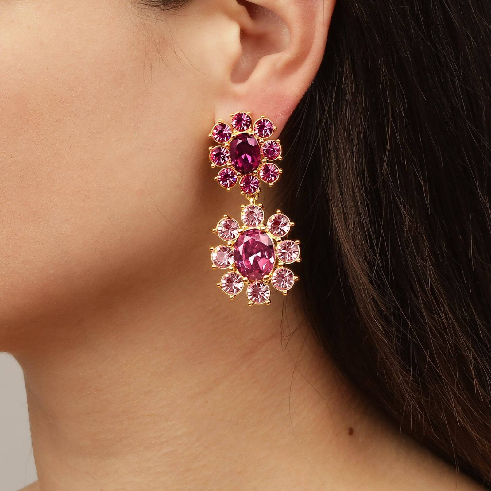 Dyrberg Kern Lina Gold Earrings - Pink - Image 2