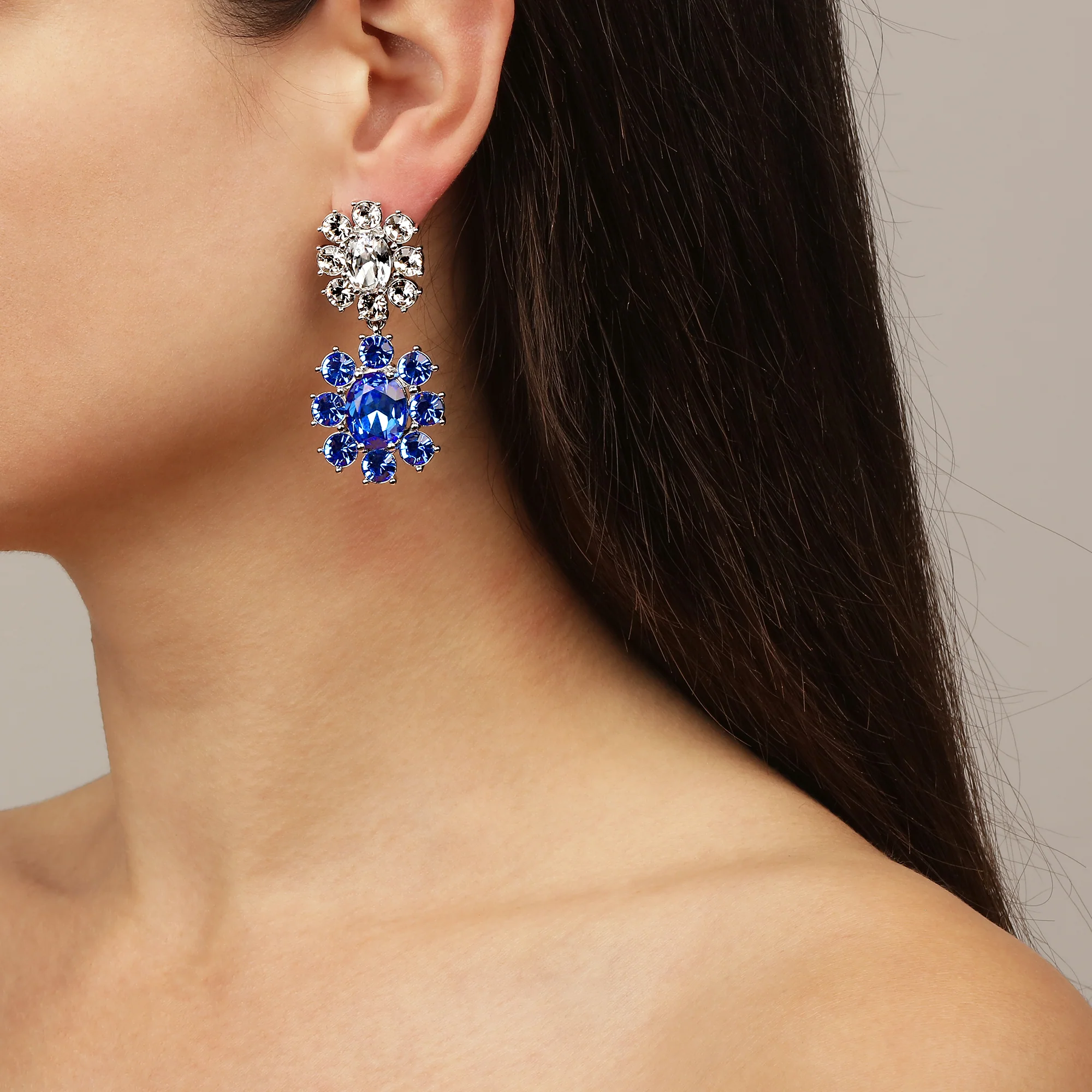Dyrberg Kern Lina Silver Earrings - Sapphire - Image 2