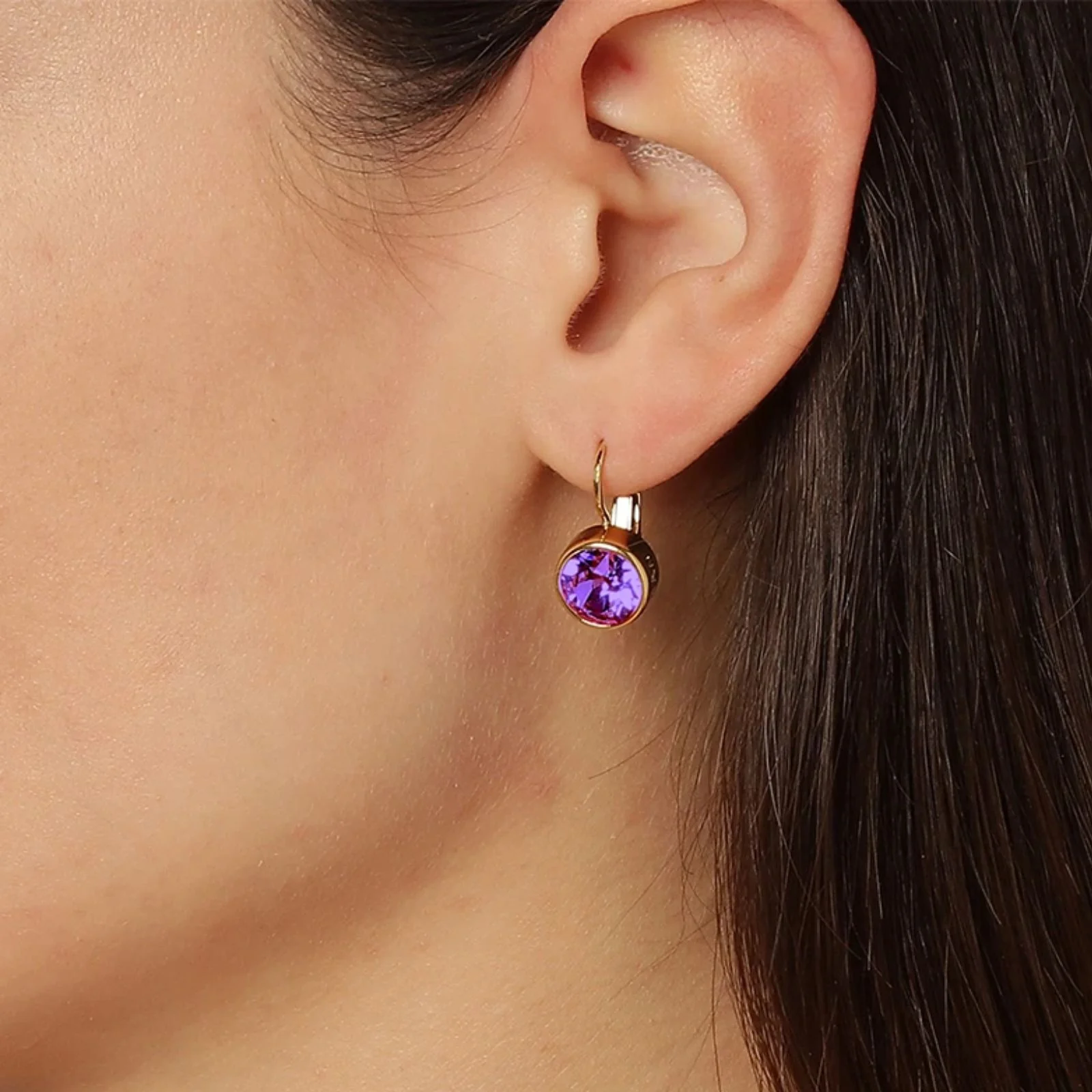 Dyrberg Kern Louise Gold Earrings - Amethyst - Image 3