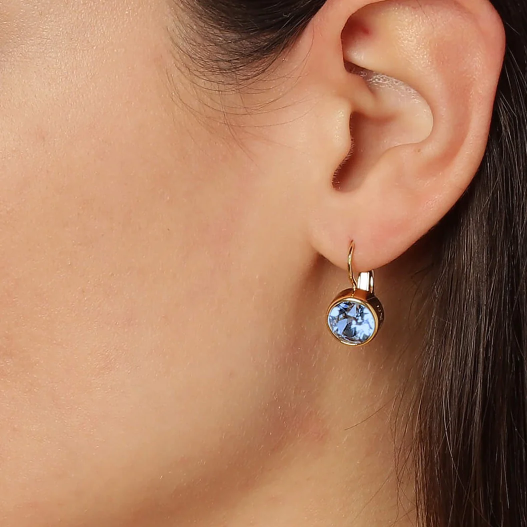 Dyrberg Kern Louise Gold Earrings - Light Sapphire - Image 2
