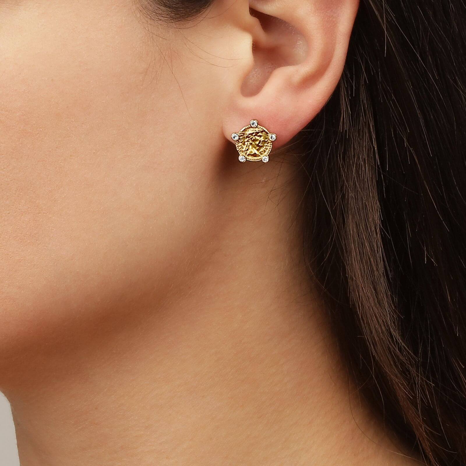 Dyrberg Kern Lucca Gold Stud Earrings - Image 2