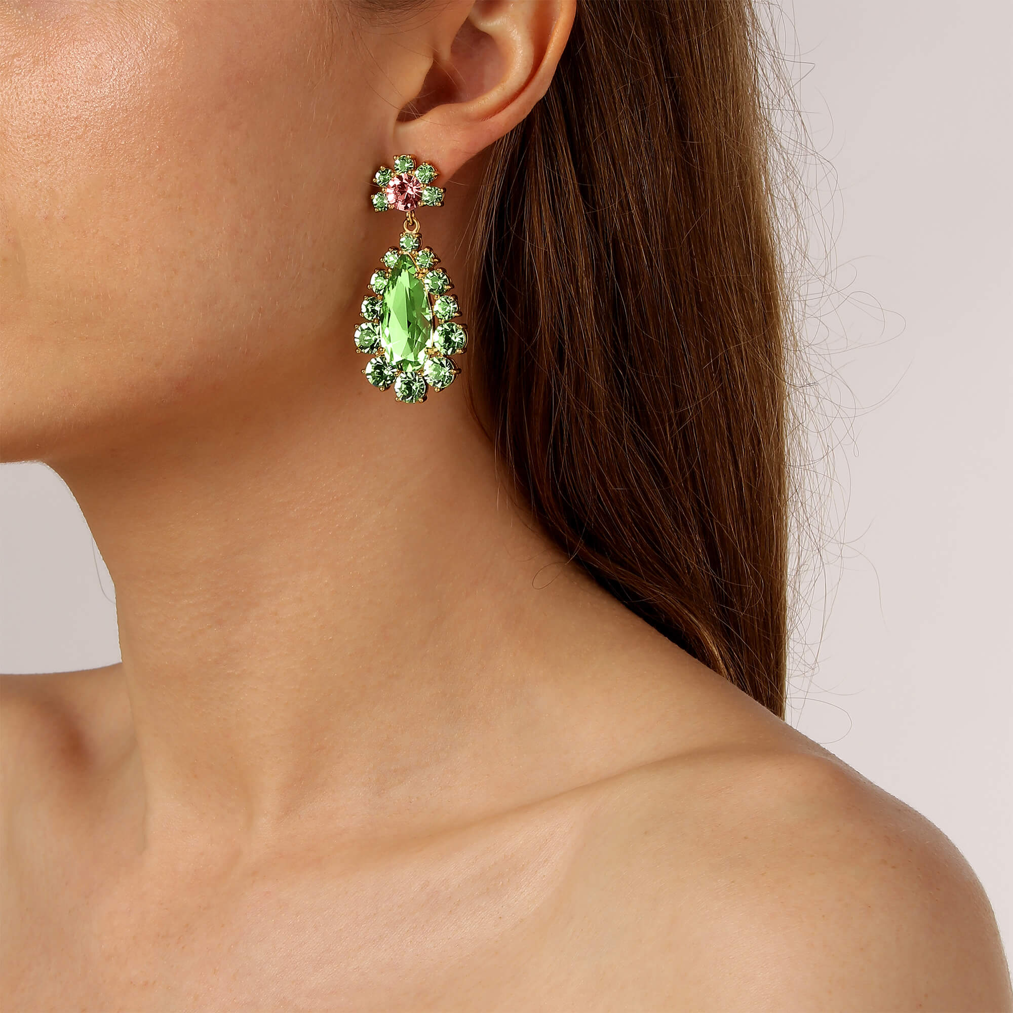Dyrberg Kern Lucia Gold Earrings - Light Green - Image 2