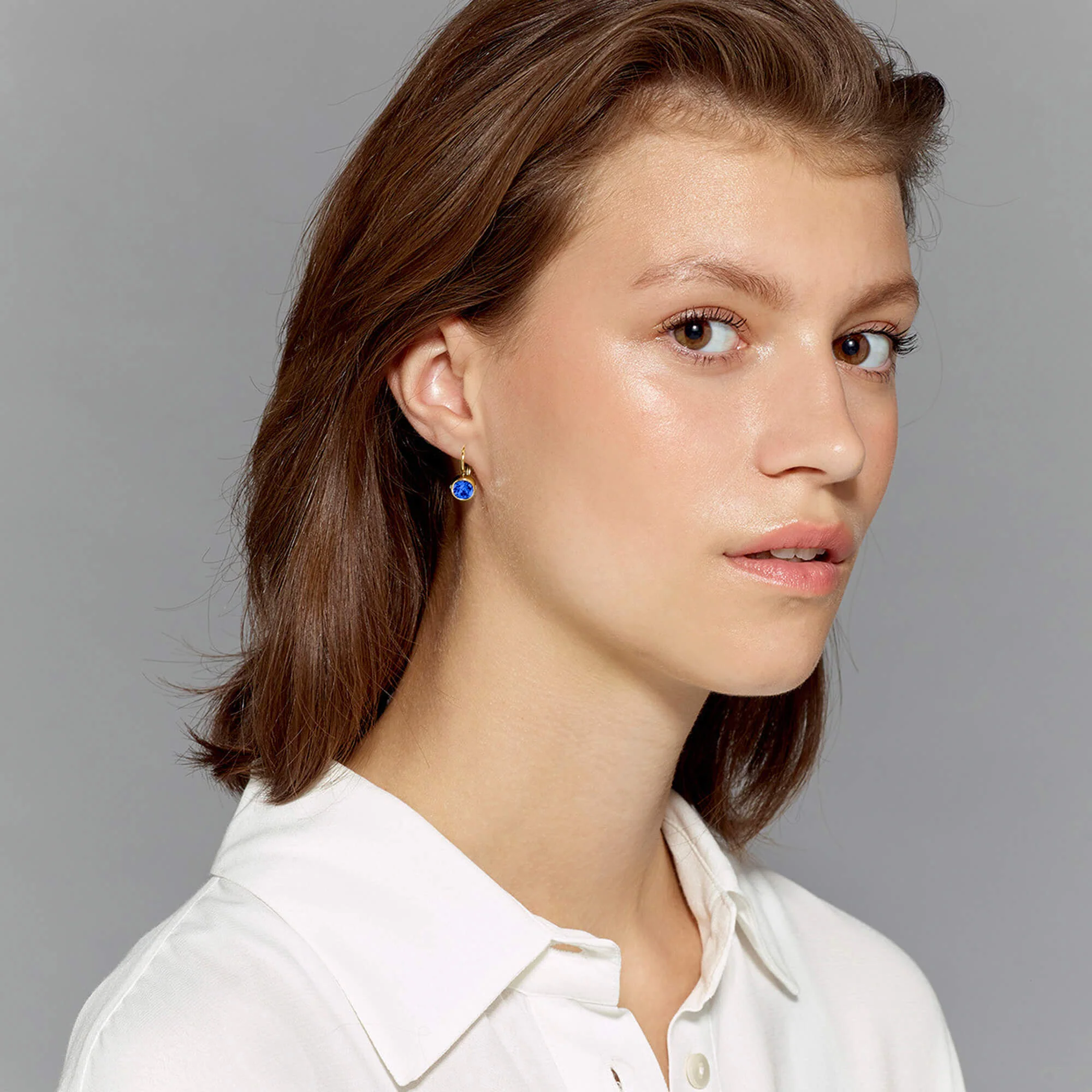 Dyrberg Kern Madu Gold Earrings - Sapphire - Image 3