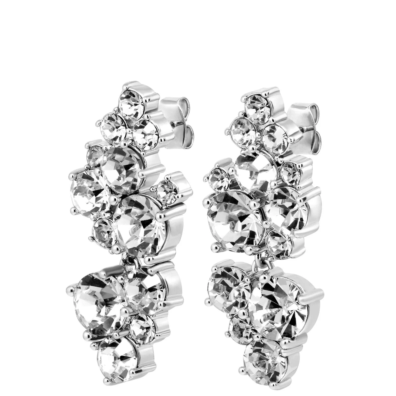 DYRBERG/KERN Marigold Silver Large Statement Earrings - Clear