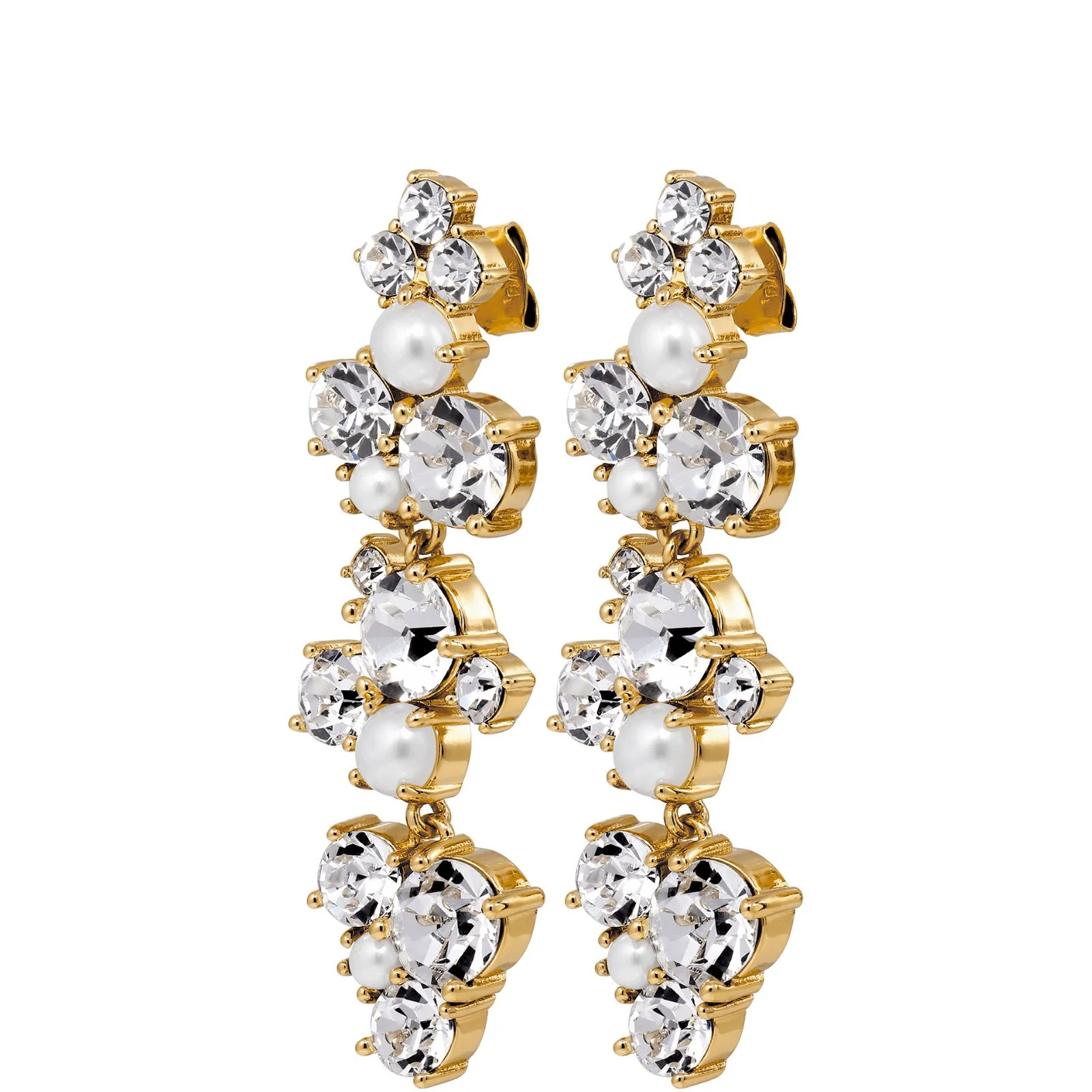 DYRBERG/KERN Mayhem Gold Statement Earrings - White Pearl
