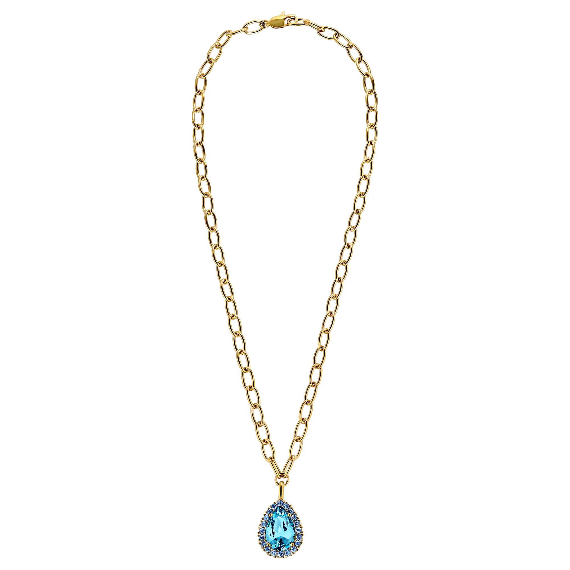 Dyrberg Kern Metta Gold Necklace - Aqua Light Blue - Image 2
