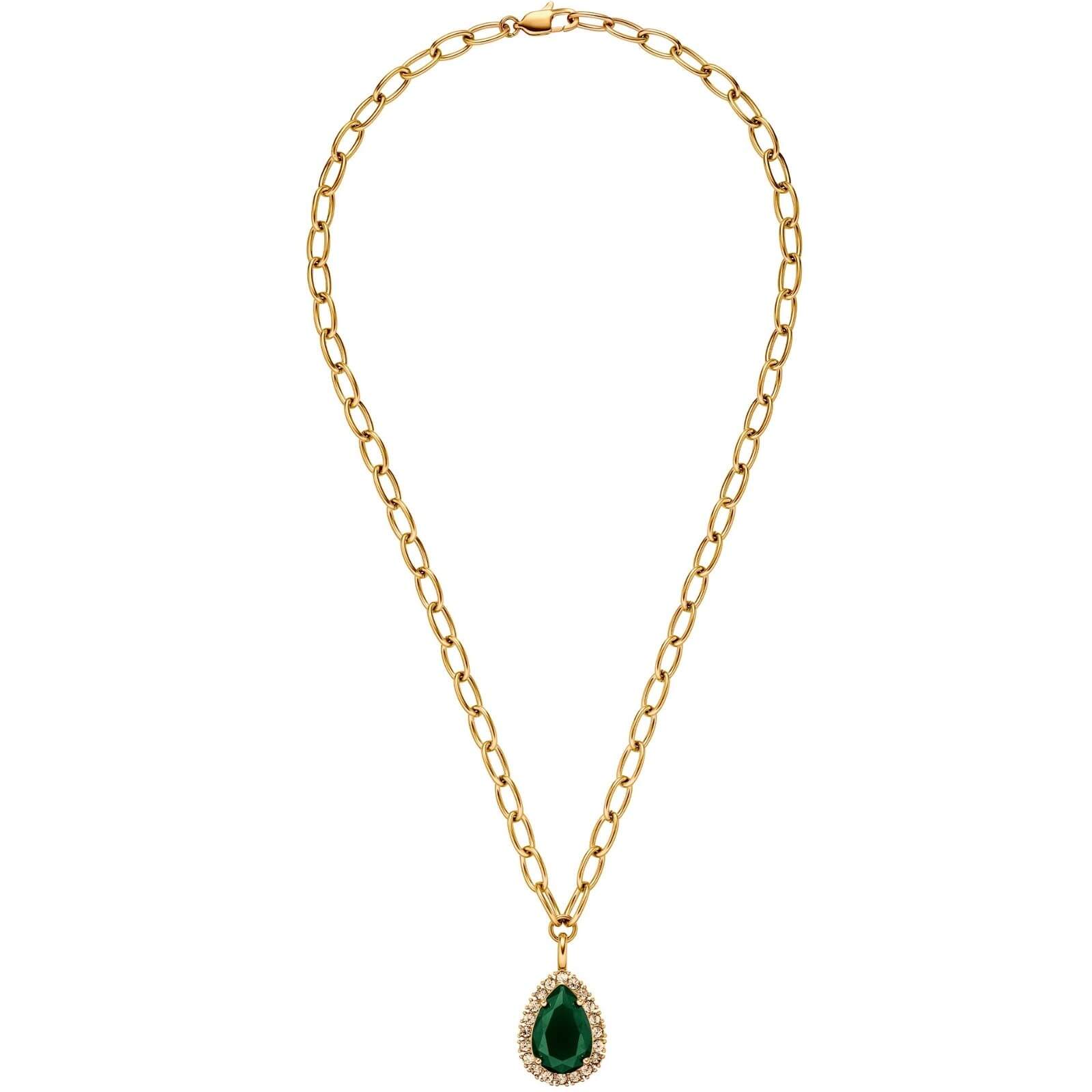 Dyrberg Kern Metta Gold Necklace - Emerald Green/Golden - Image 2