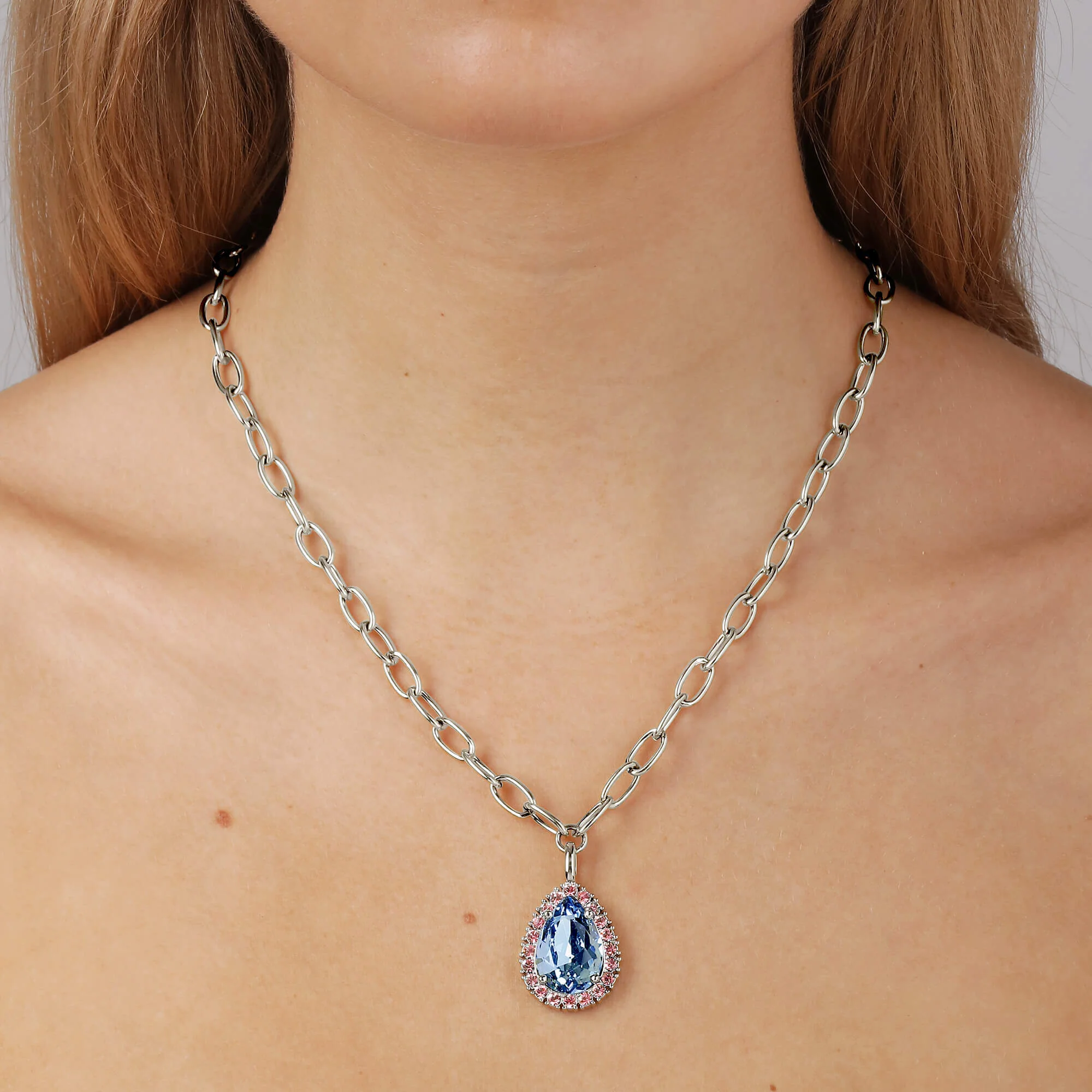 Dyrberg Kern Metta Silver Necklace - Light Blue Pink - Image 3