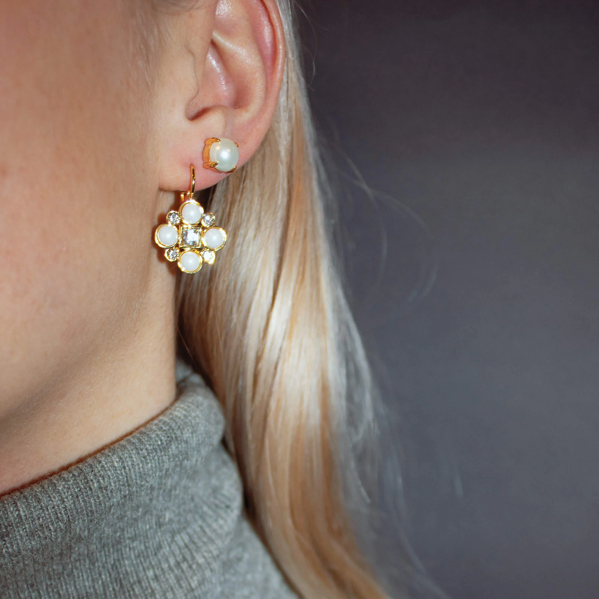 DYRBERG/KERN Mitzi Gold Earrings - Pearl - Image 3
