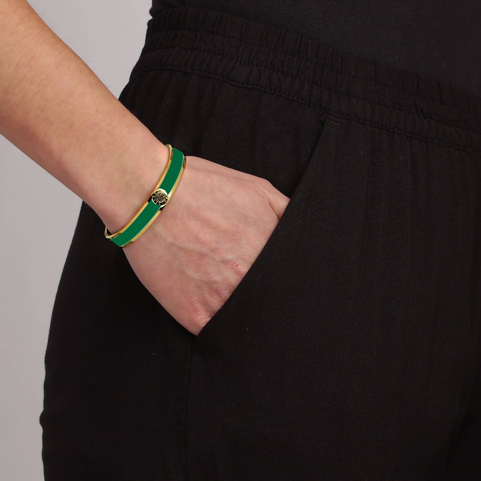 Dyrberg Kern Pennika Gold Bangle - Emerald Green - Image 2