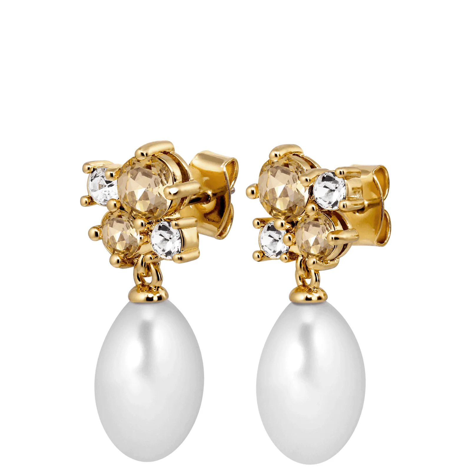 DYRBERG/KERN Petun Gold White Pearl Drop Earrings