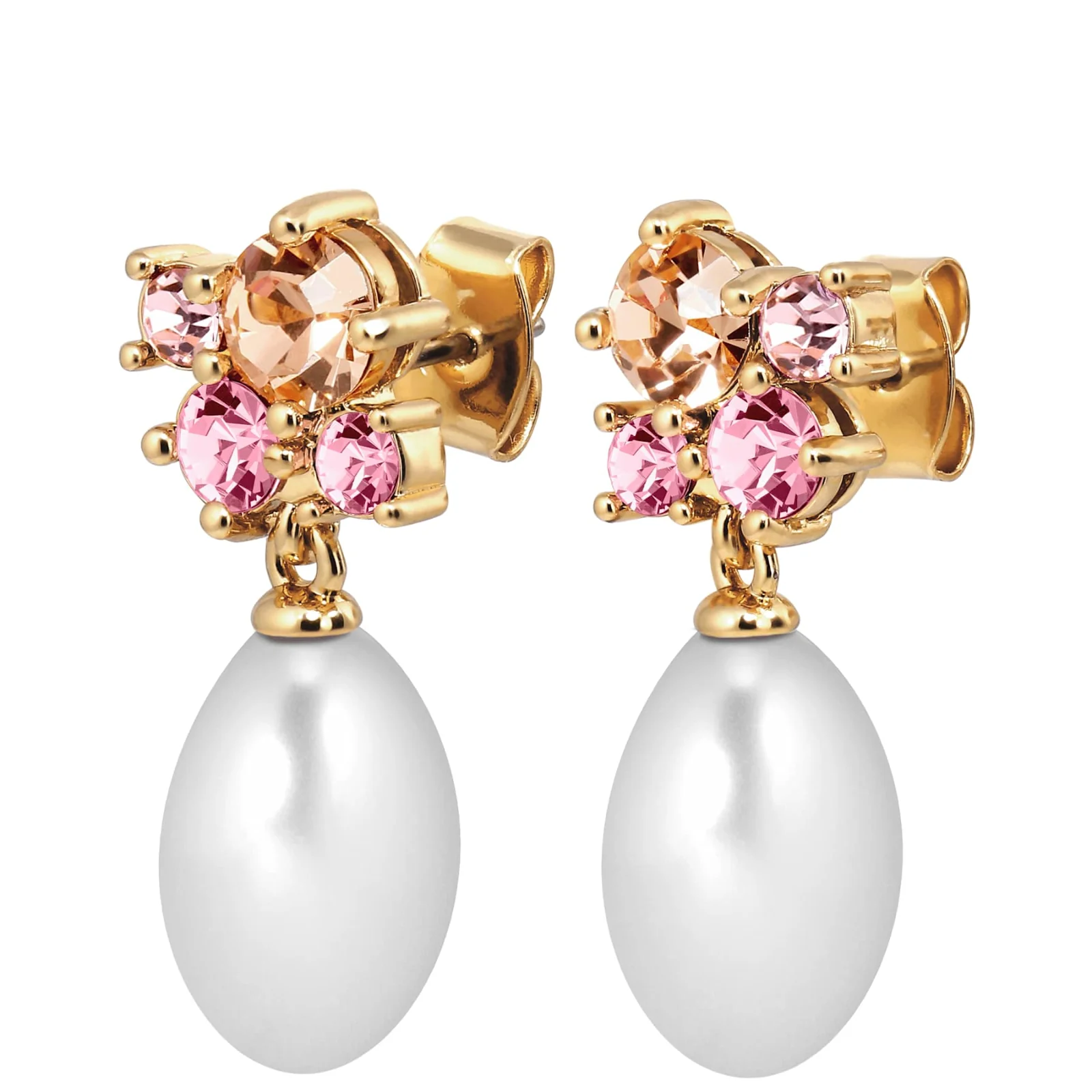 DYRBERG/KERN Petun Gold White Pearl Drop Earrings - Rose