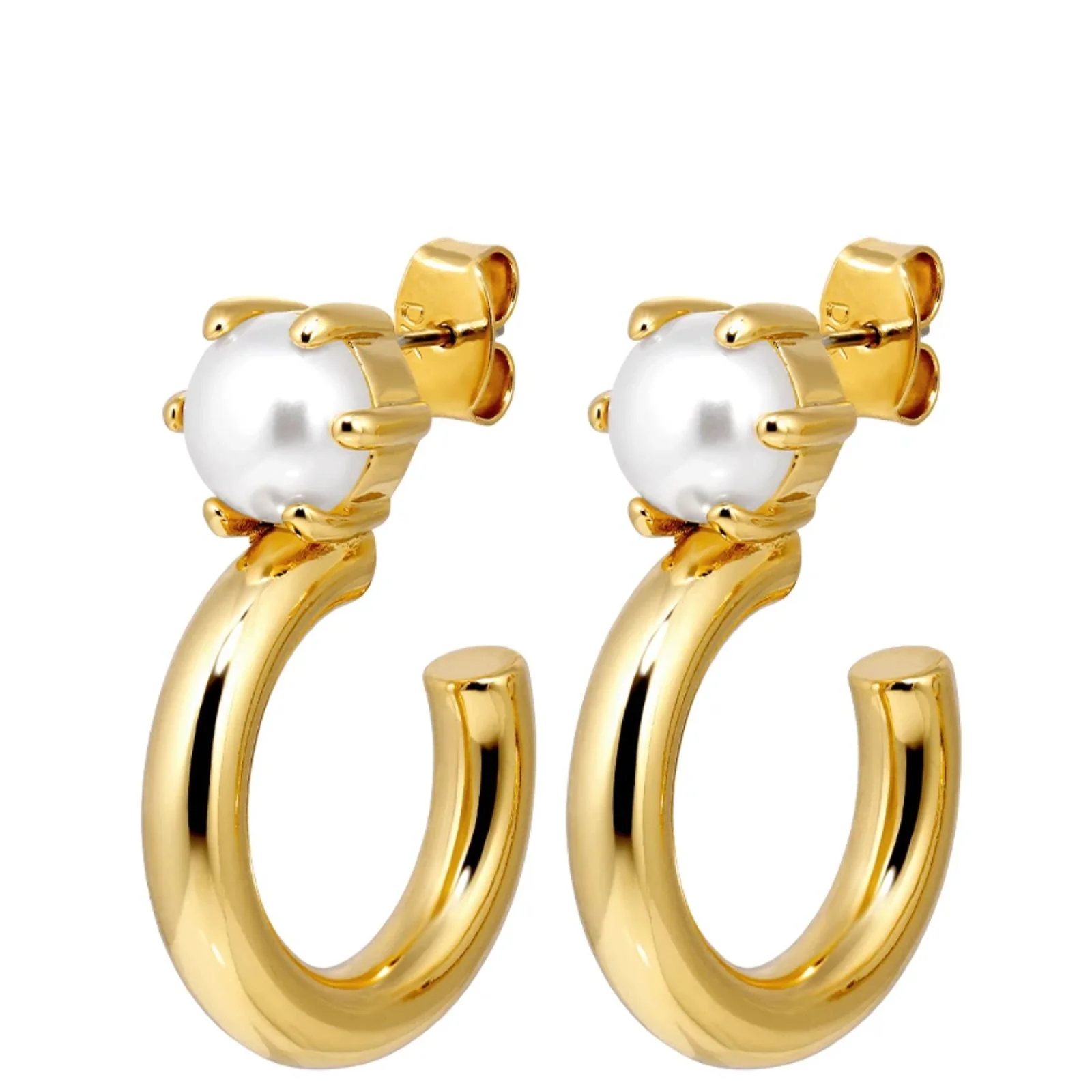 DYRBERG/KERN Quinte Gold Hoop Earrings - White Pearl