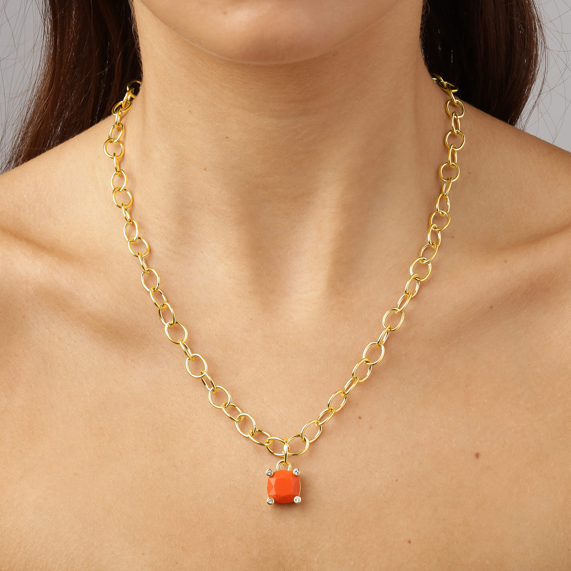 Dyrberg Kern Ramina Gold Necklace - Coral - Image 3