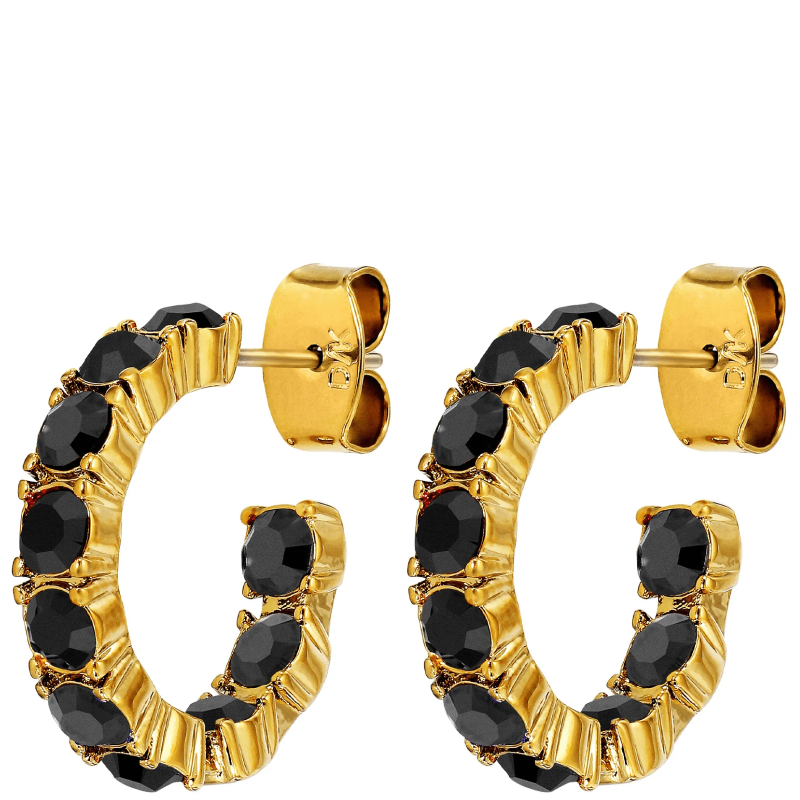 DYRBERG/KERN Raquel Gold Hoop Earrings - Black