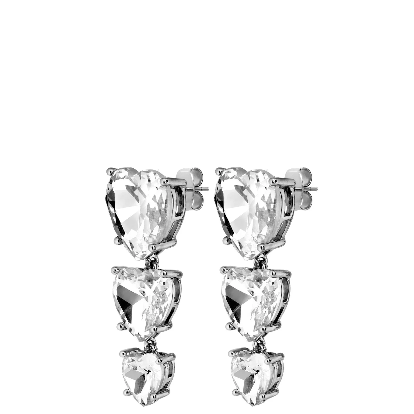 DYRBERG/KERN Sanctu Silver Large Heart Drop Stud Earrings
