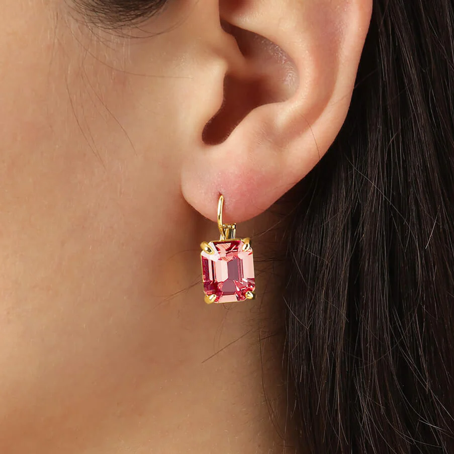 Dyrberg Kern Segin French Hook Gold Drop Earrings - Light Rose - Image 2