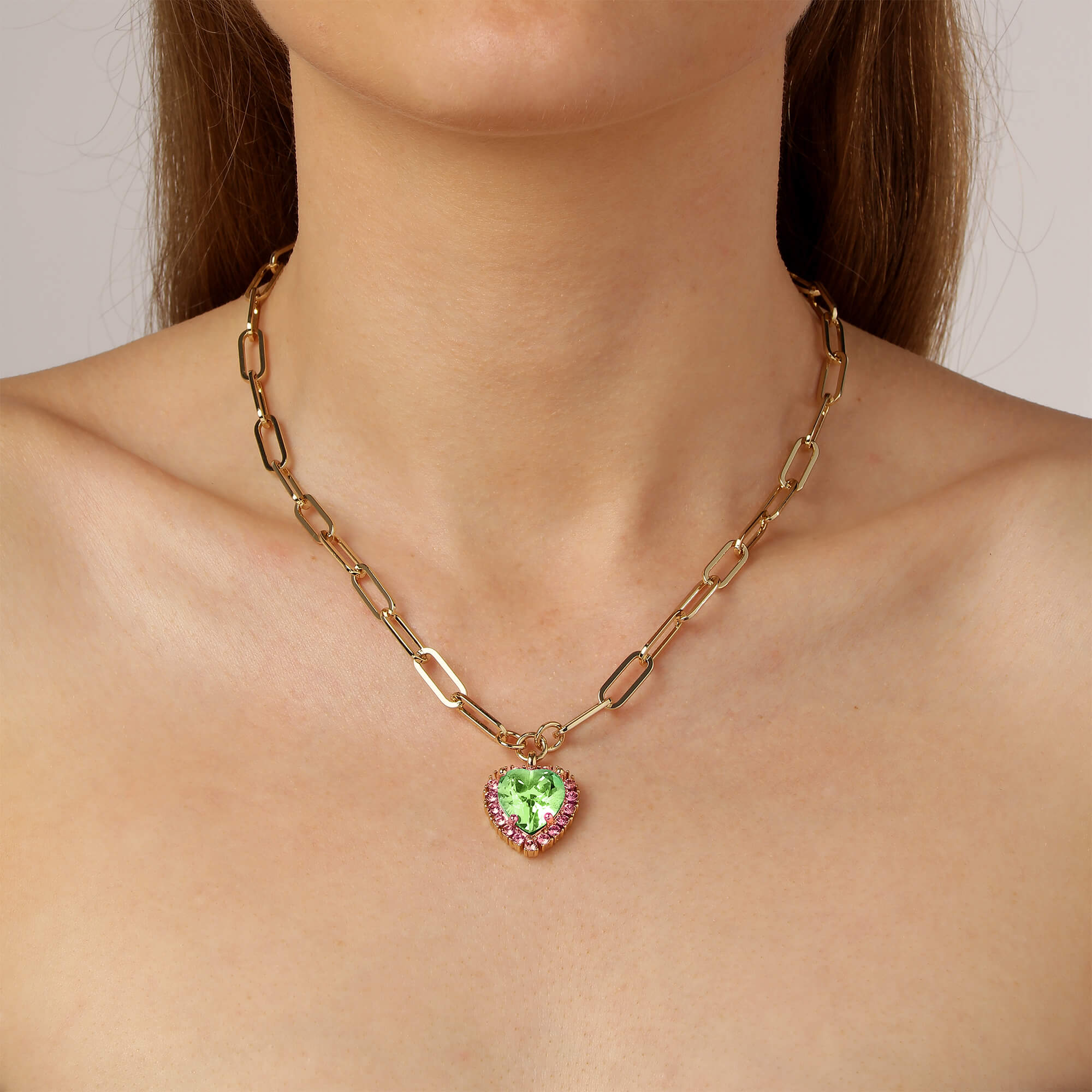 Dyrberg Kern Simona Gold Necklace - Green Rose - Image 3