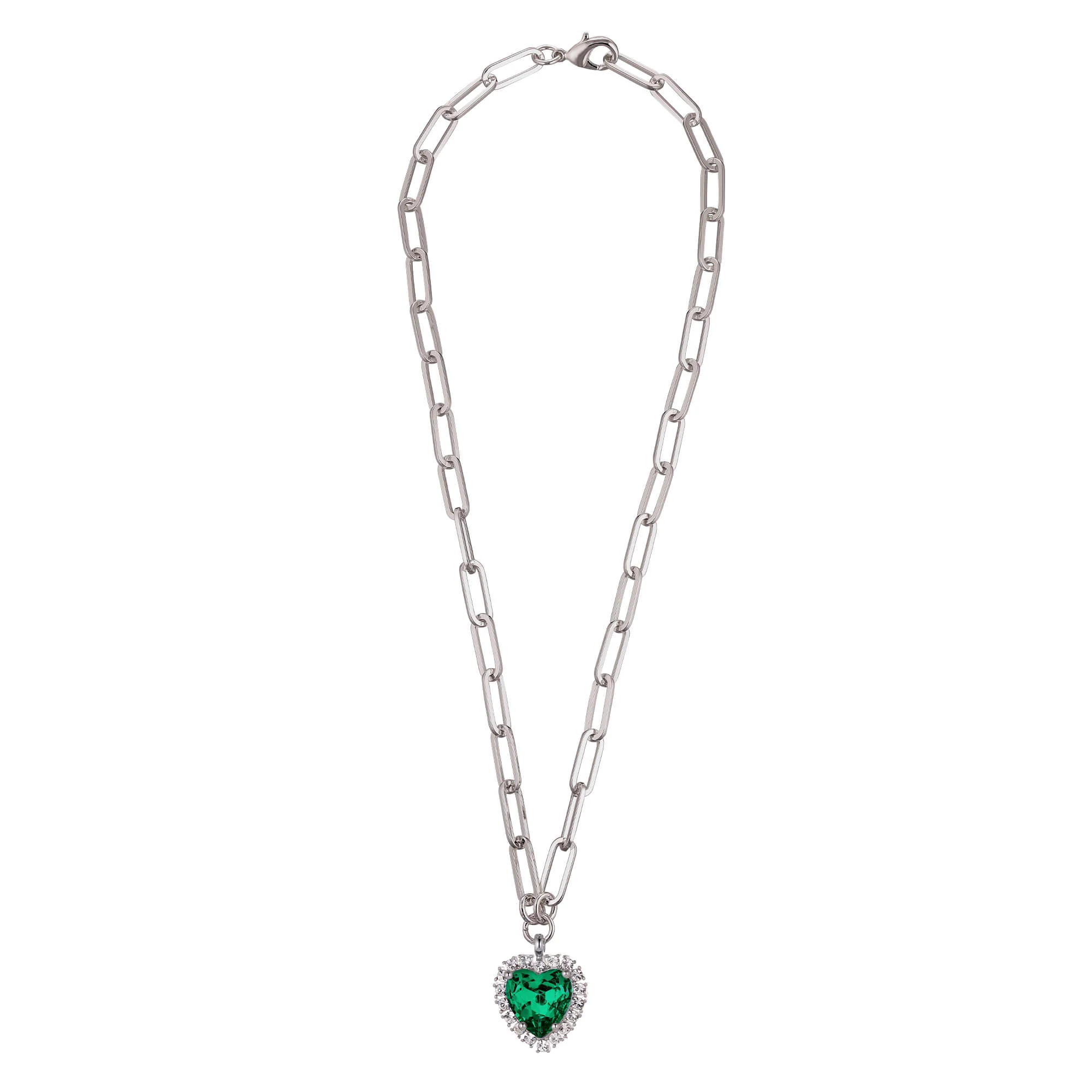 Dyrberg Kern Simona Silver Necklace - Emerald Green - Image 2