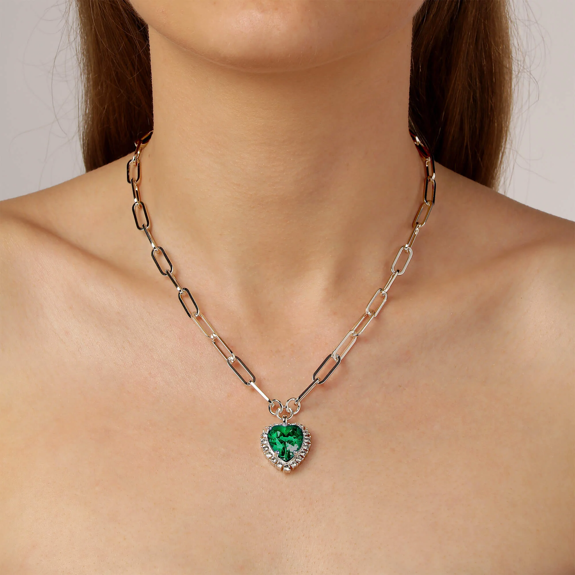 Dyrberg Kern Simona Silver Necklace - Emerald Green - Image 3