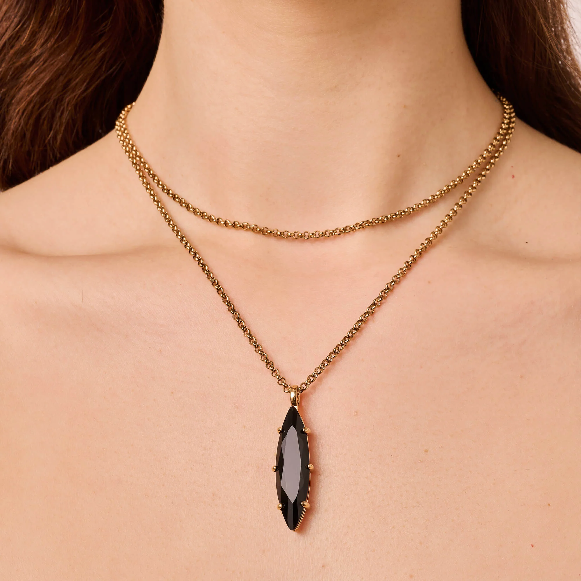 DYRBERG/KERN Takeshi Gold Necklace - Black - Image 2