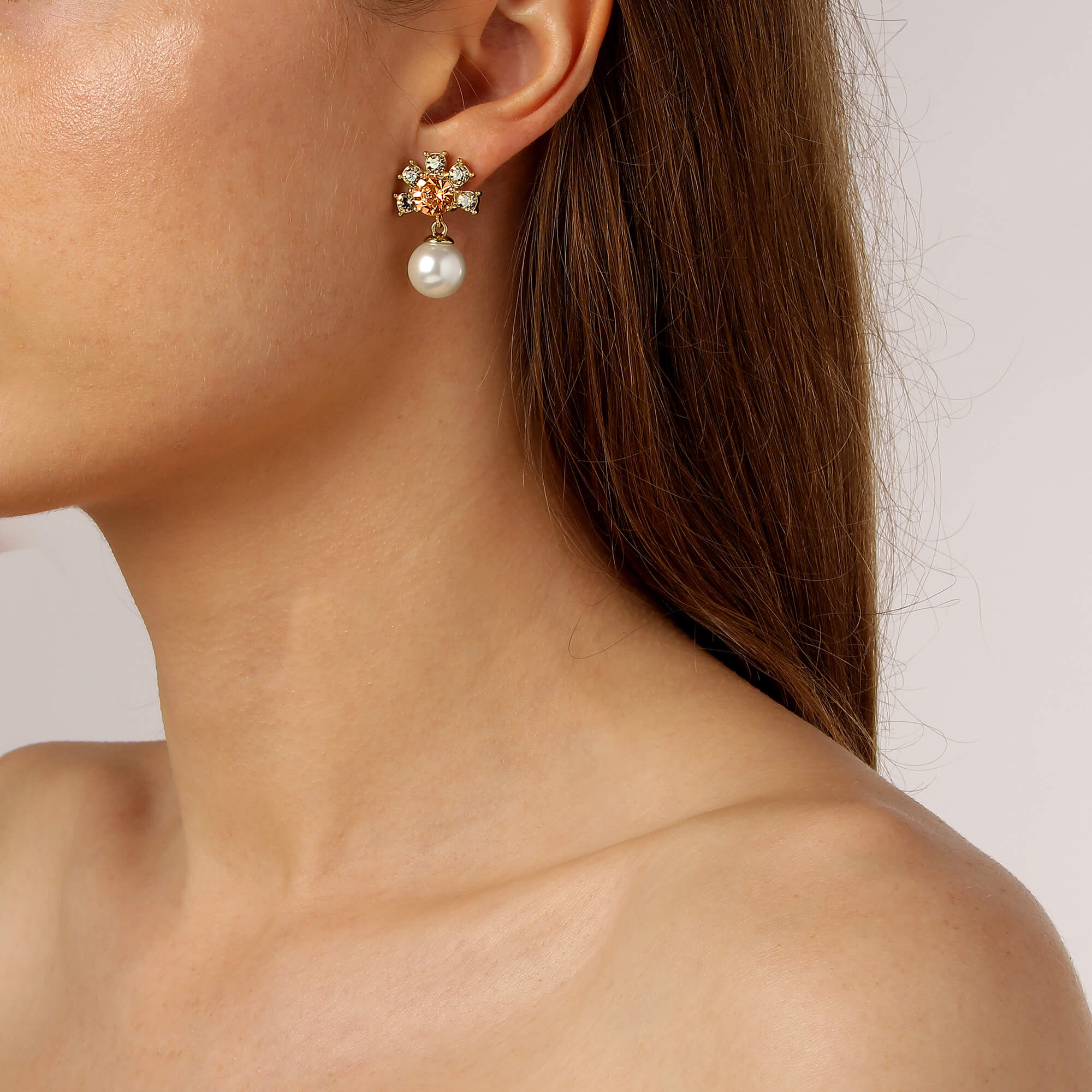 Dyrberg Kern Veronica Gold Drop Earrings - Peach - Image 2