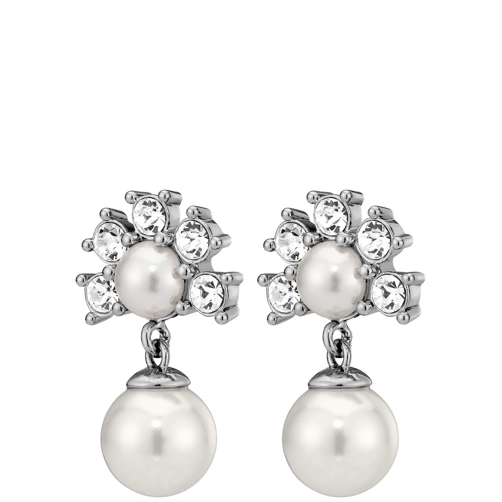 DYRBERG/KERN Veronica Silver Drop Earrings -  White Pearl