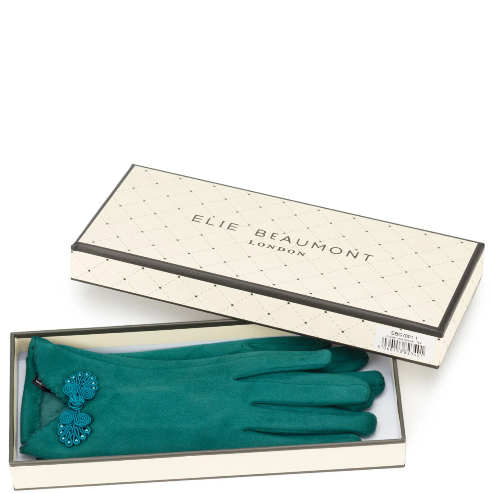 Elie Beaumont Lace Buckle Gloves - Teal - Image 2