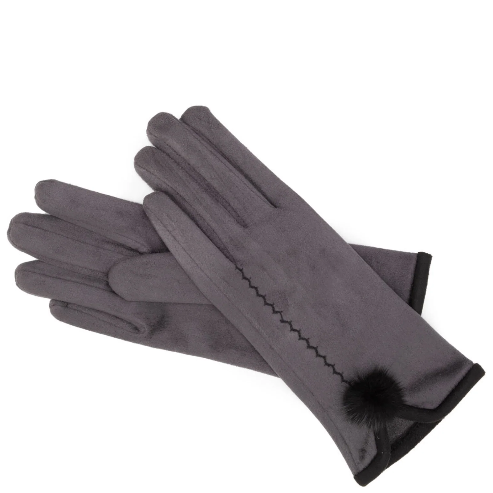 Elie Beaumont Pom Pom Gloves - Dark Grey