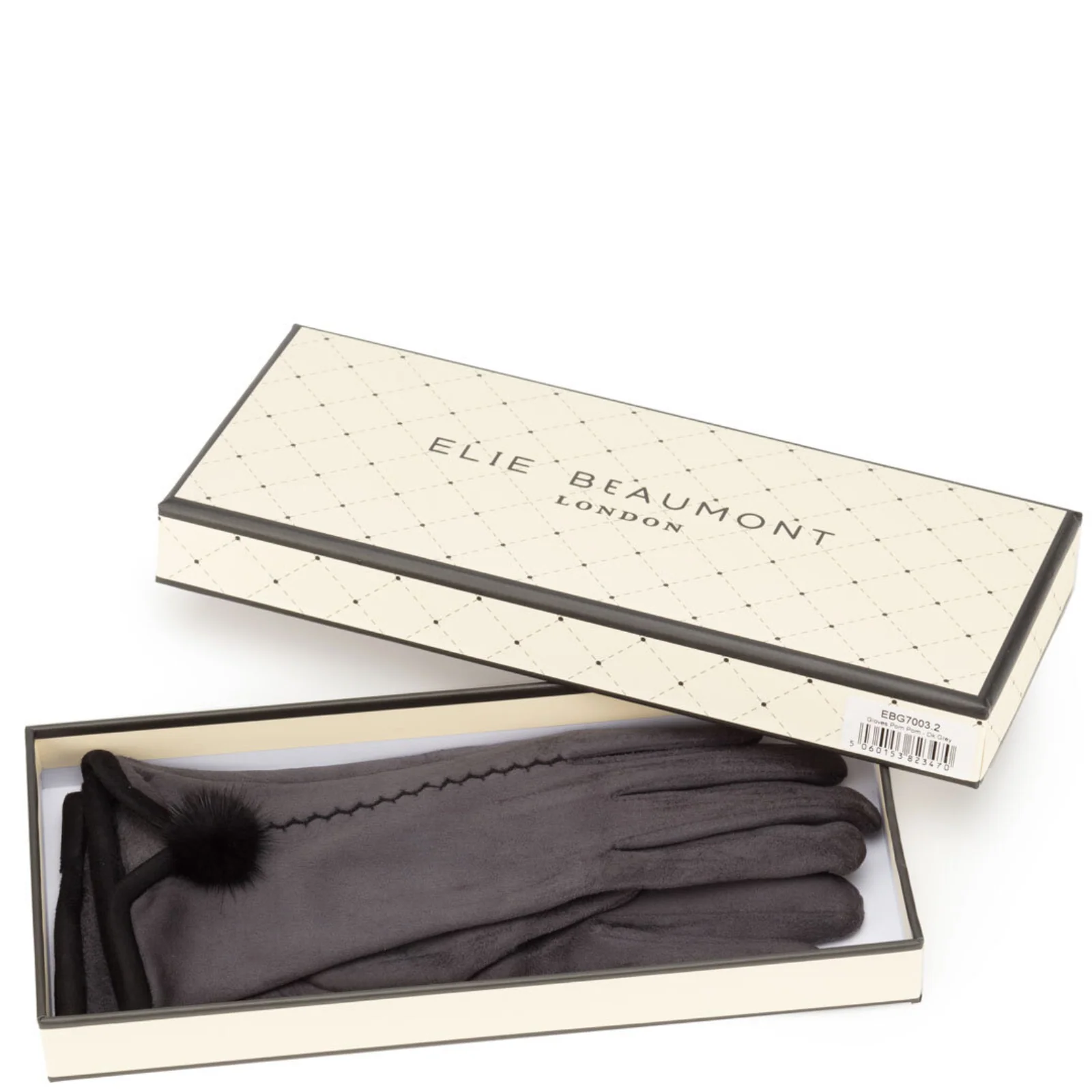 Elie Beaumont Pom Pom Gloves - Dark Grey - Image 2