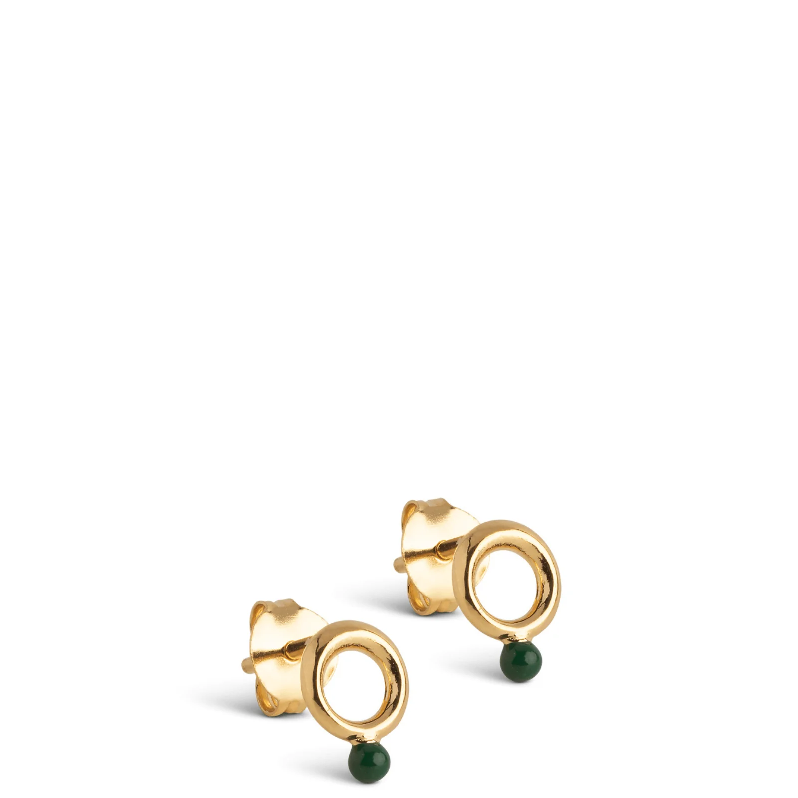 ENAMEL Copenhagen Gold Dotta Stud Earrings - Green