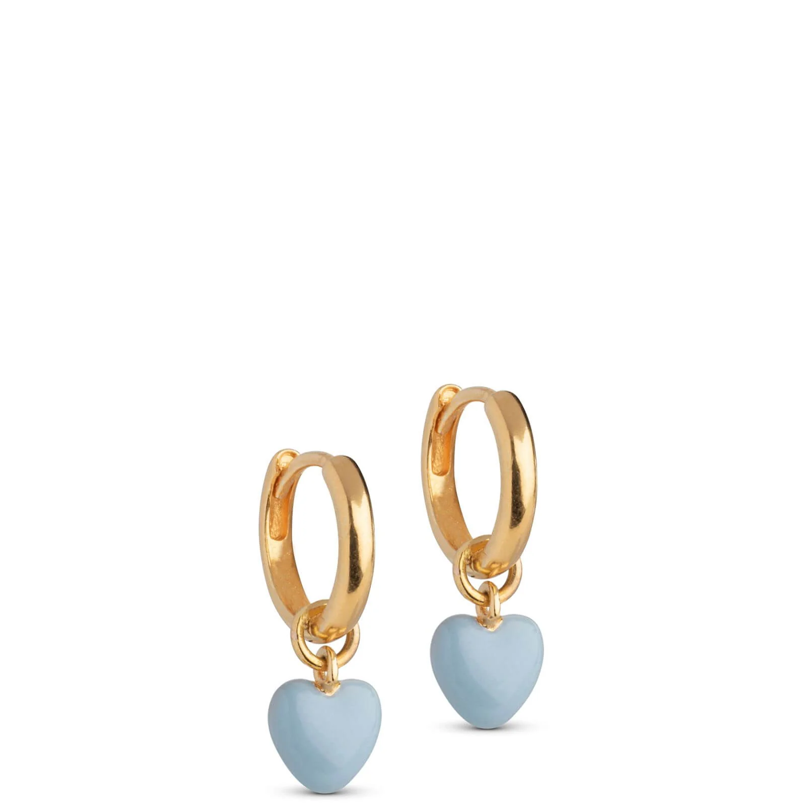 ENAMEL Copenhagen Gold Heart Charm Hoop Earrings - Blue