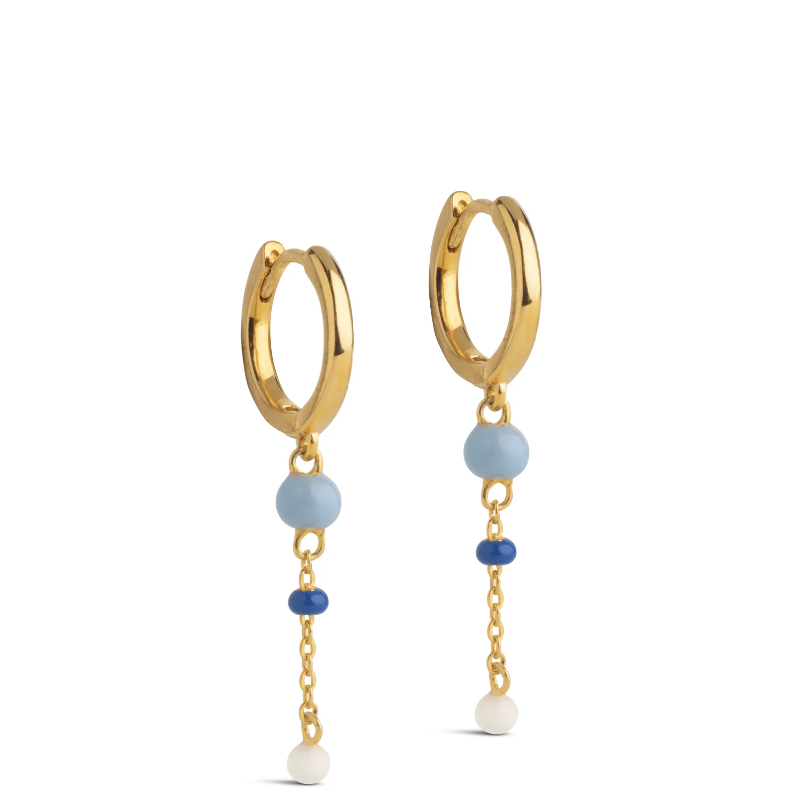 ENAMEL Copenhagen Gold Lola Bold Drop Bead Hoop Earrings - Marine