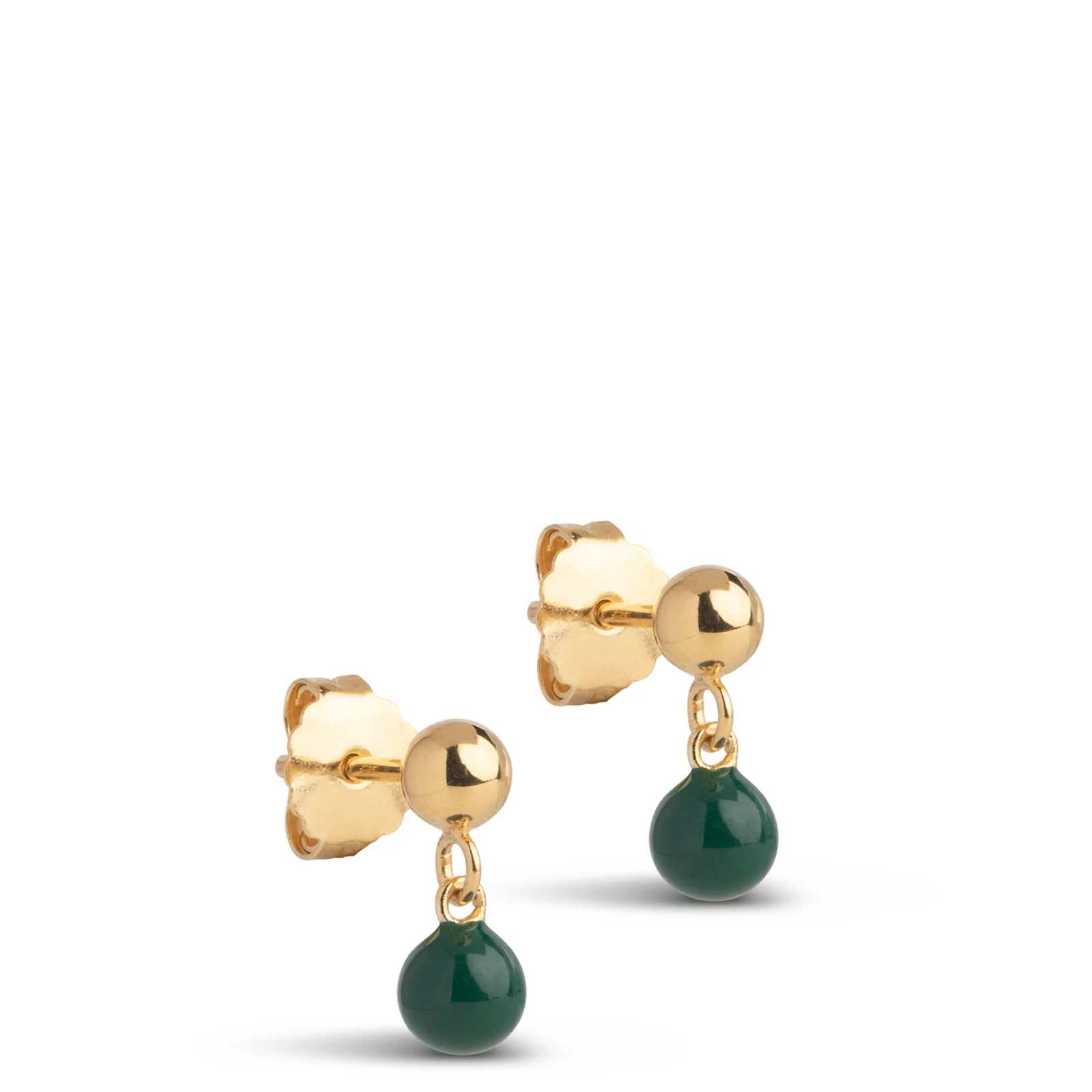 ENAMEL Copenhagen Gold Mina Bead Drop Stud Earrings - Green