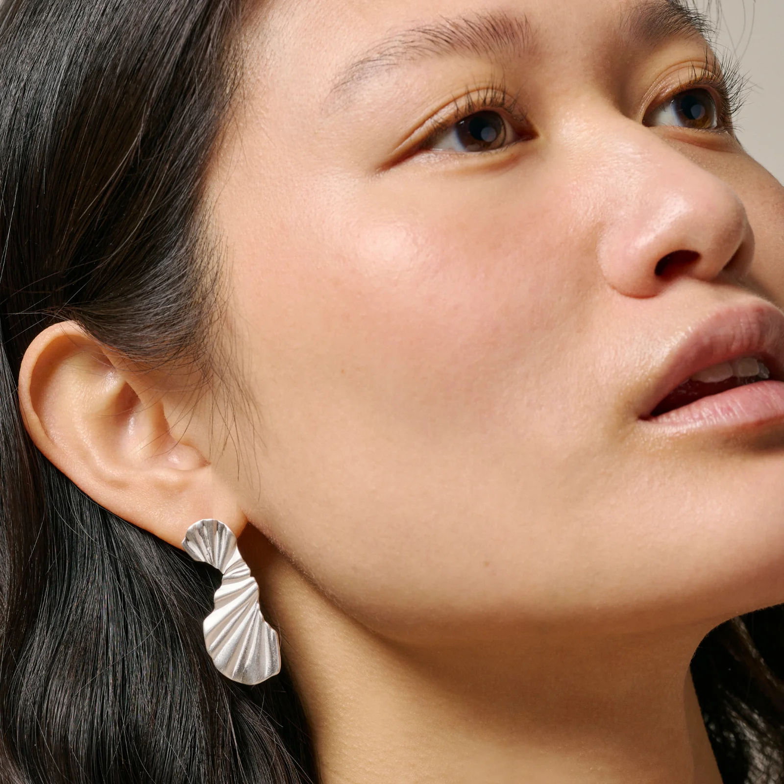 ENAMEL Copenhagen Large Wave Silver Stud Earrings