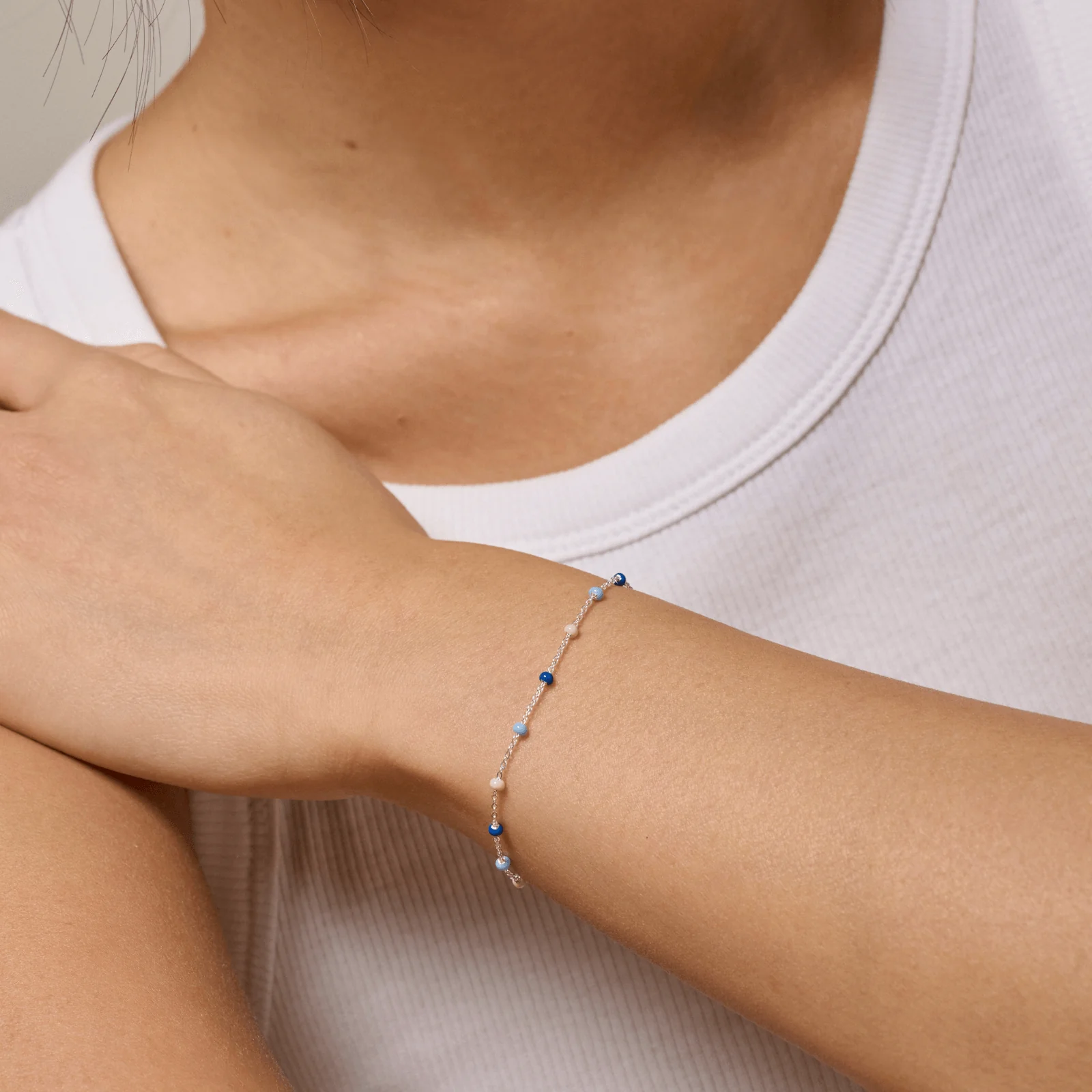 ENAMEL Copenhagen Lola Silver Bead Bracelet - Marine - Image 2
