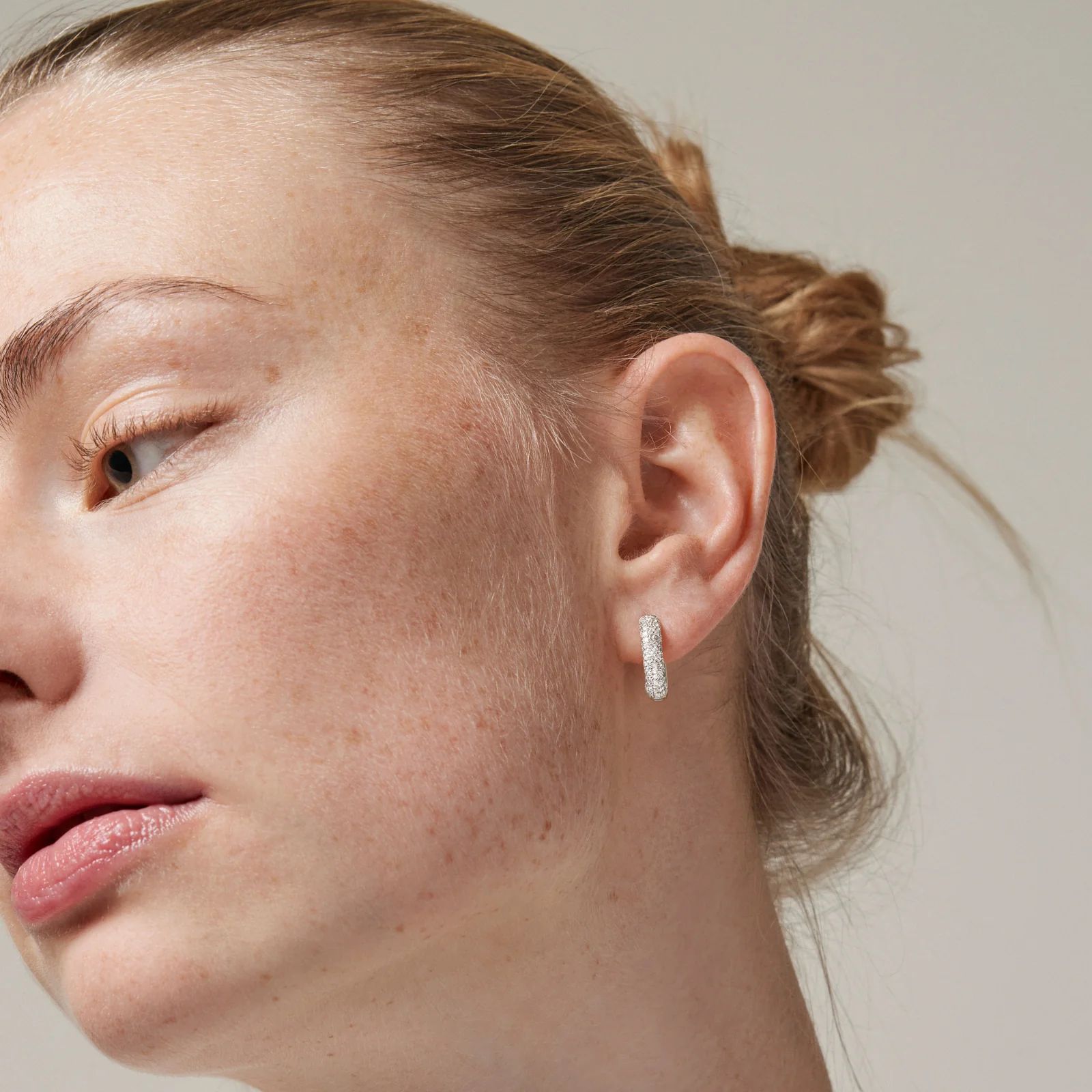 ENAMEL Copenhagen Silver Square Sparkly 15mm Hoop Earrings