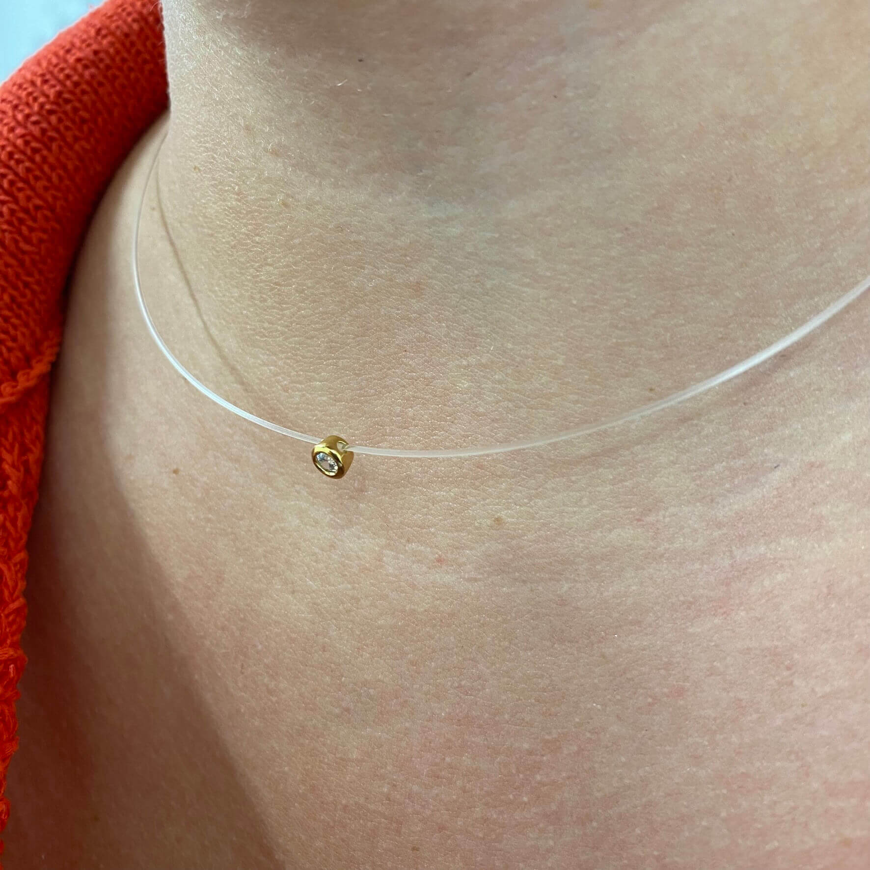Floating Gold Plated Crystal Necklace - 3mm - Image 2