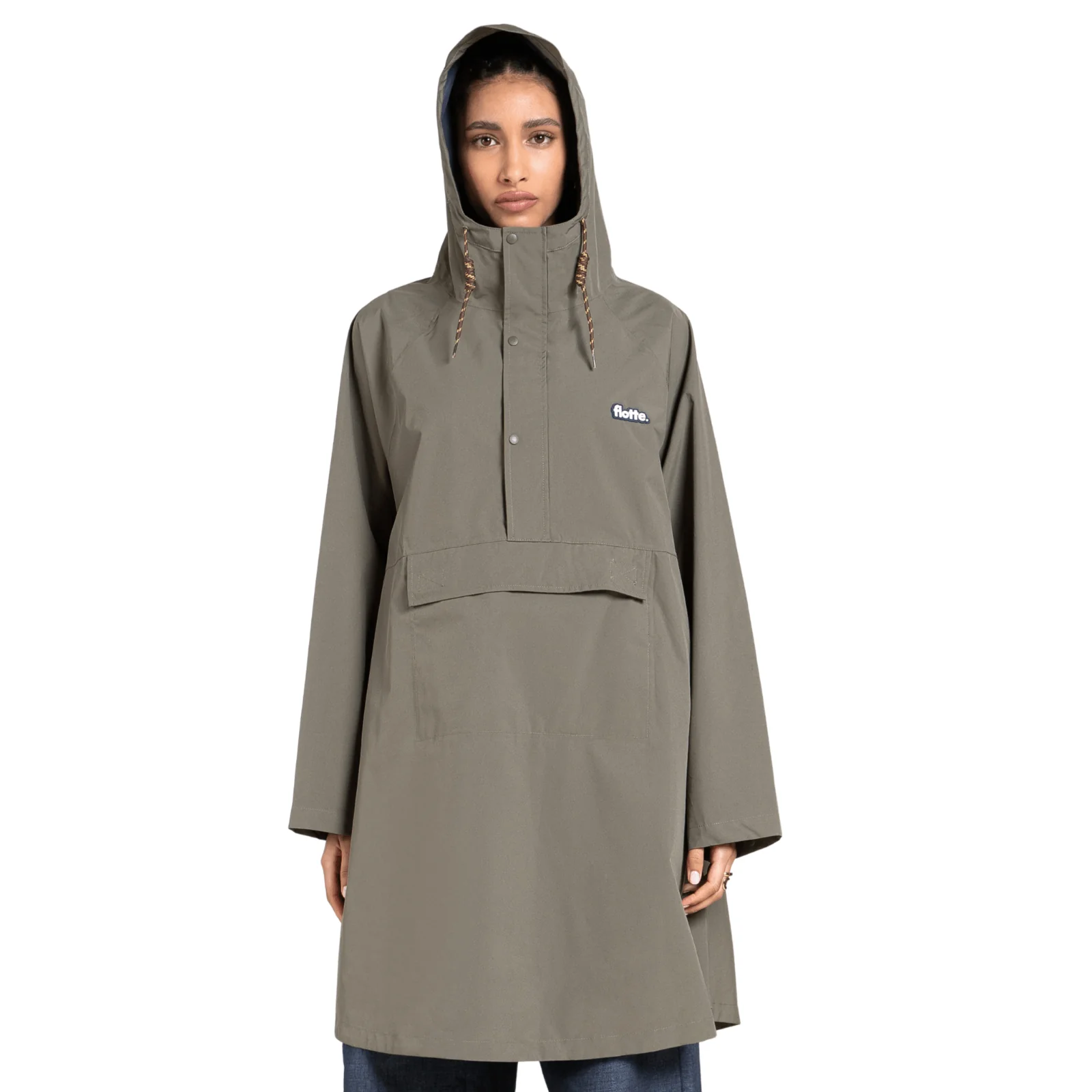 Flotte Gabriel Khaki Green Waterproof Poncho Coat - Image 4