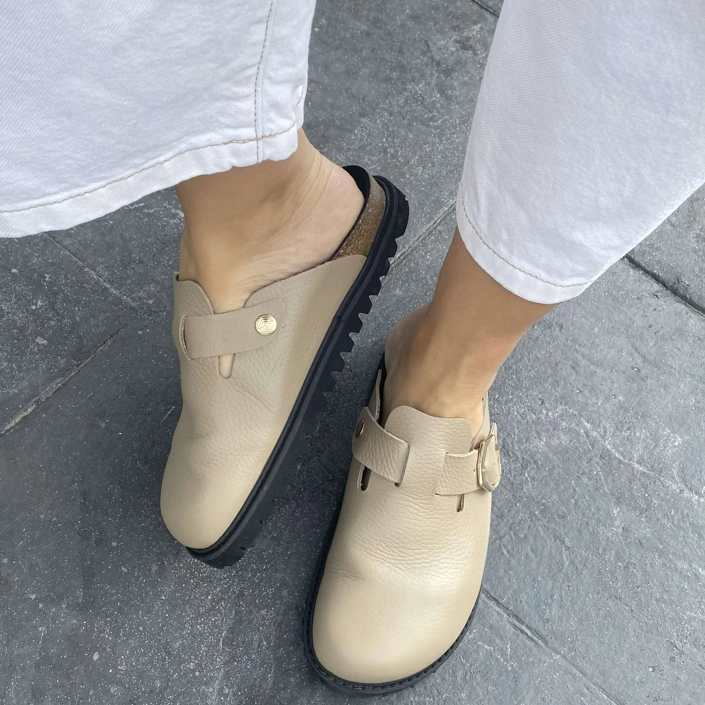 Genuins Indiana Taupe Embossed Leather Slip On Shoes - Image 3