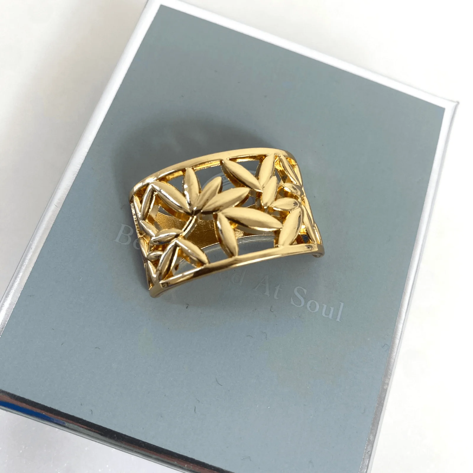 Gold Floral Scarf Ring - Image 2