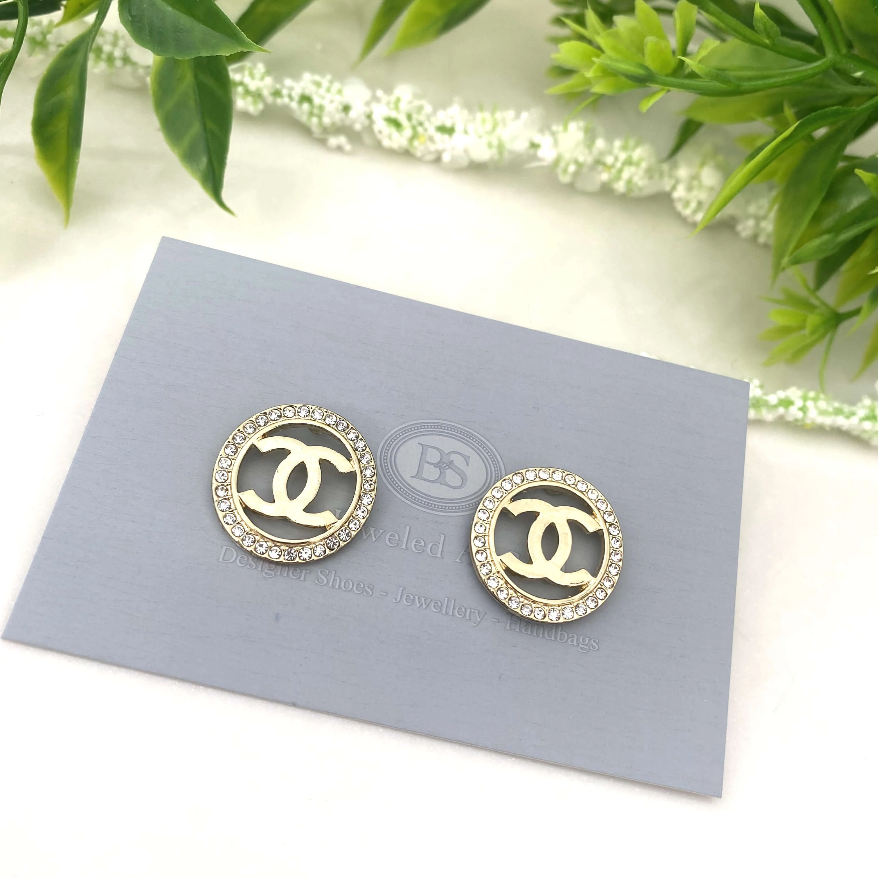 Gold Halo CC Stud Earrings